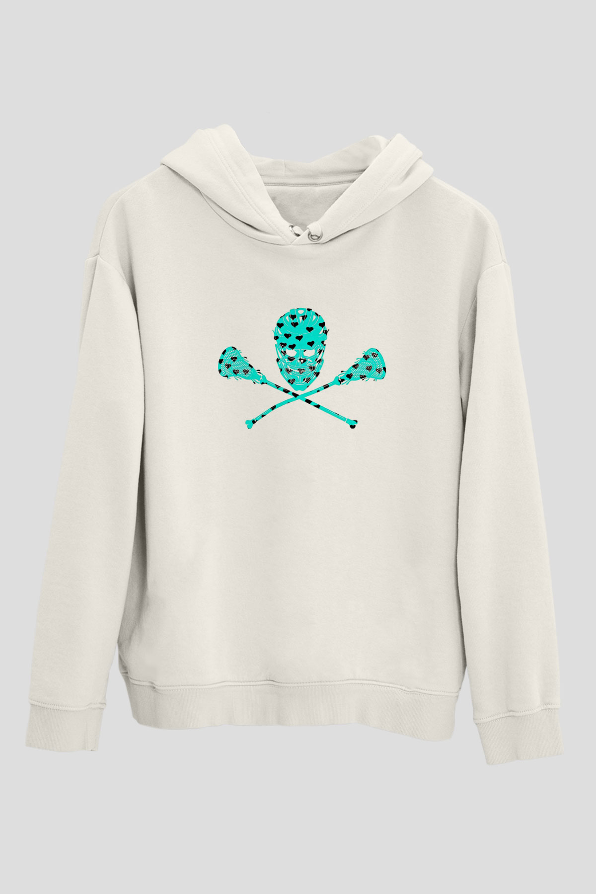 Lakros Baskılı Unisex Ekru Hoodie