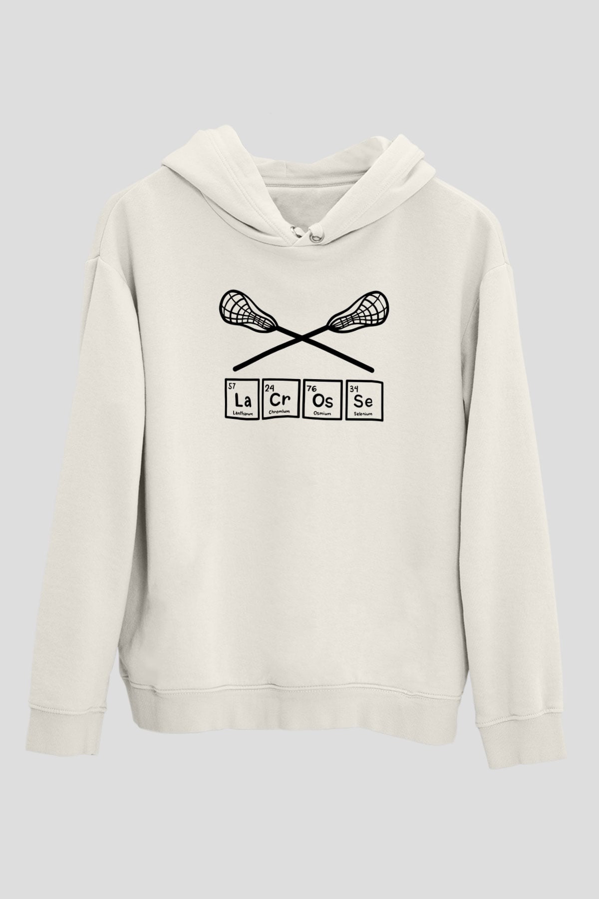 Lakros Baskılı Unisex Ekru Hoodie