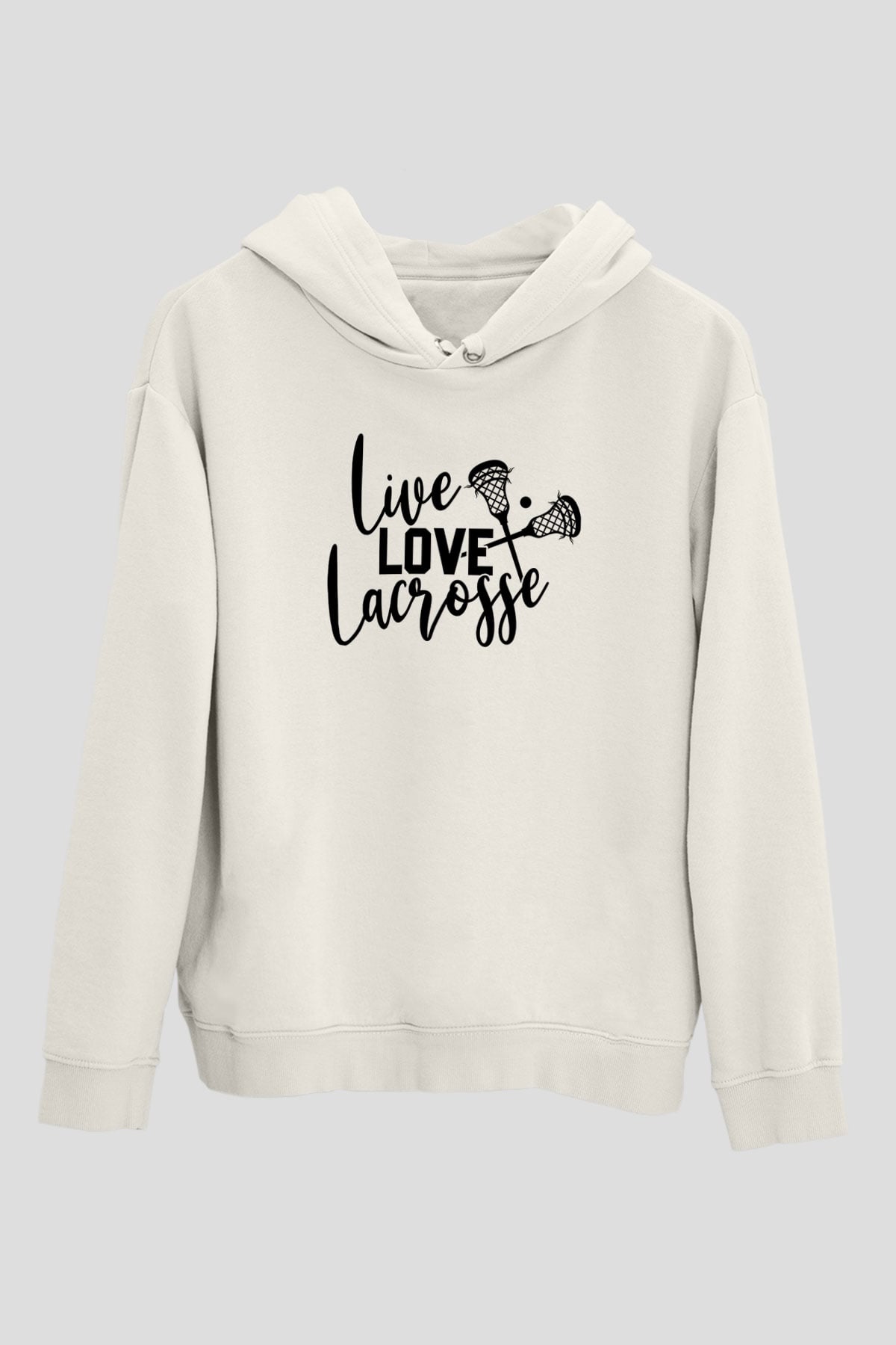 Lakros Baskılı Unisex Ekru Hoodie