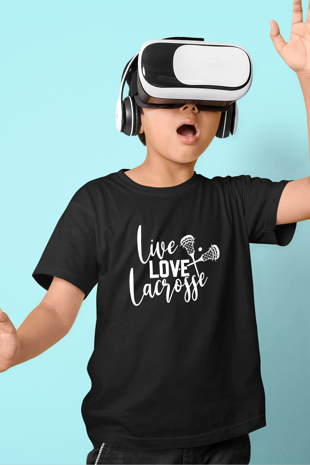 Lakros Baskılı Unisex Siyah Çocuk Tİşörtü - Tshirt