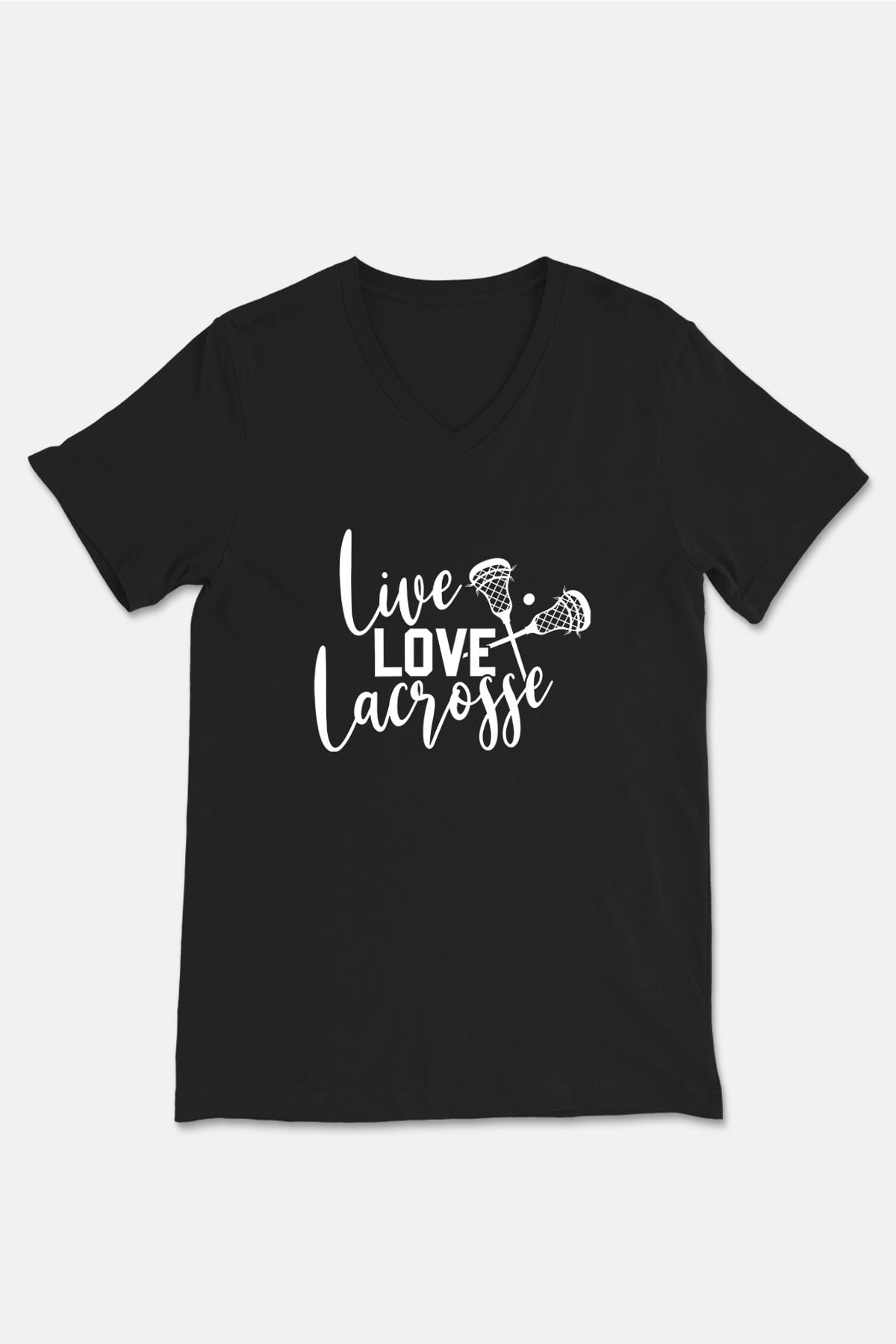 Lakros Baskılı Unisex Siyah V Yaka Tişört