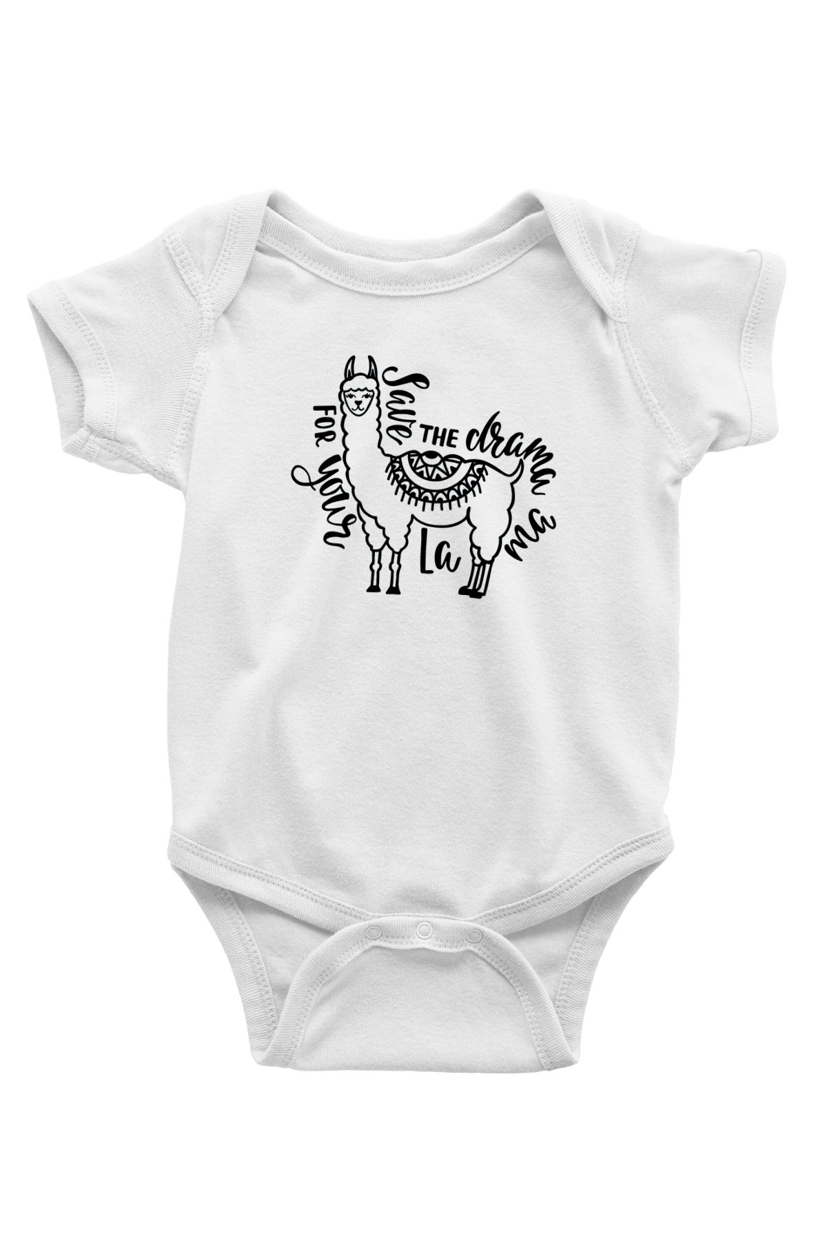 Lama Baskılı Beyaz Unisex Bebek Body - Zıbın