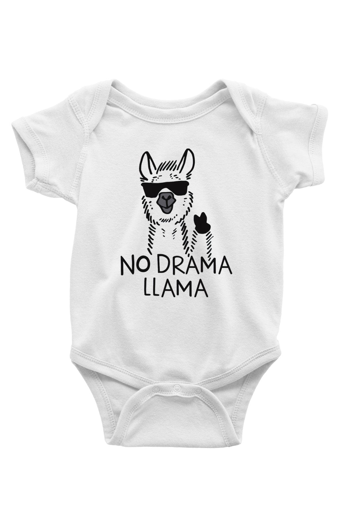 Lama Baskılı Beyaz Unisex Bebek Body - Zıbın