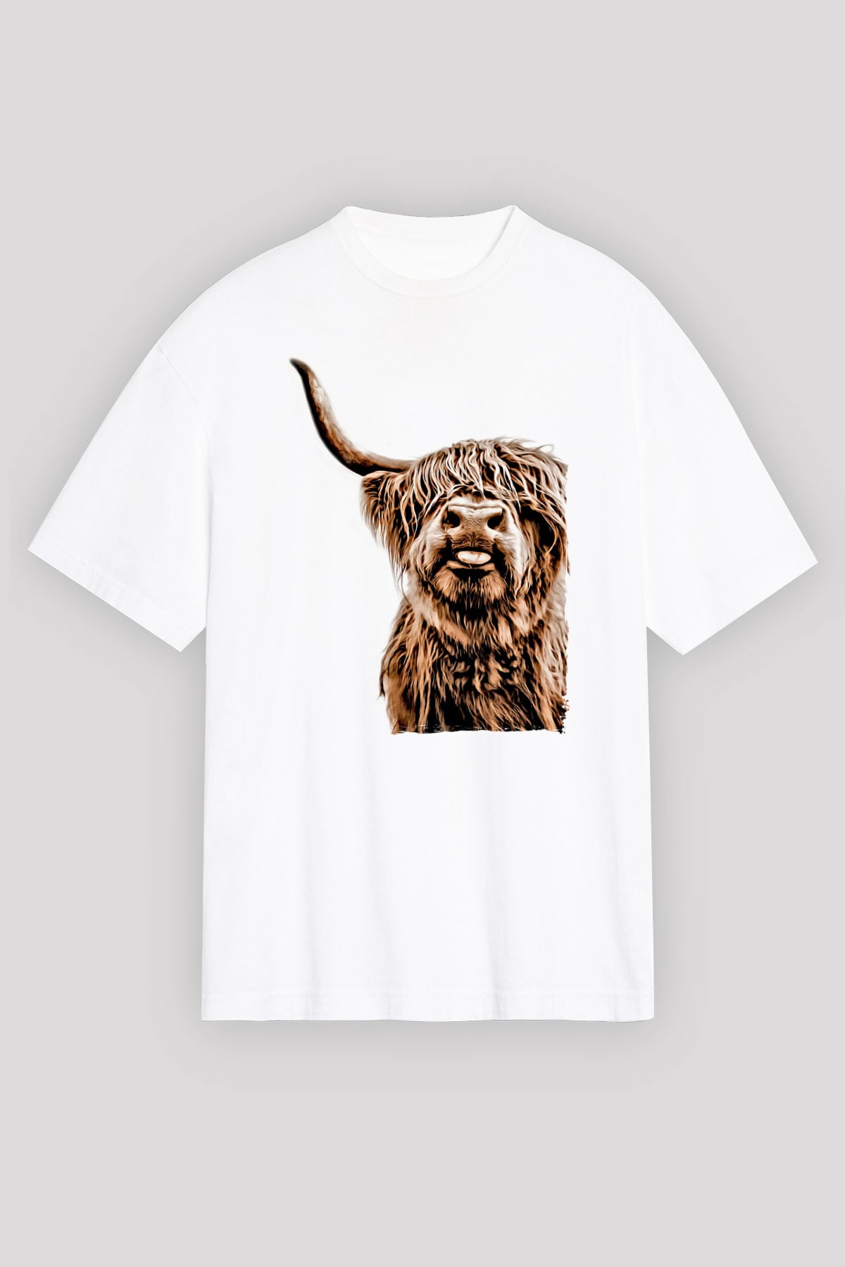 Lama Baskılı Unisex Beyaz Tişört
