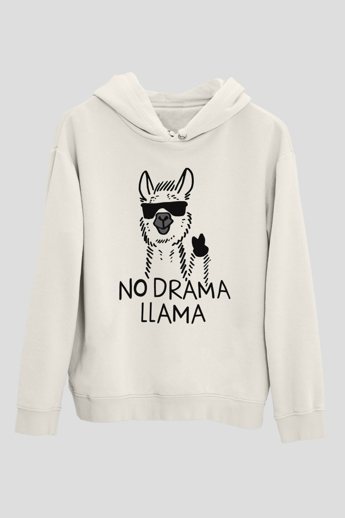 Lama Beyaz Unisex Kapşonlu Sweatshirt