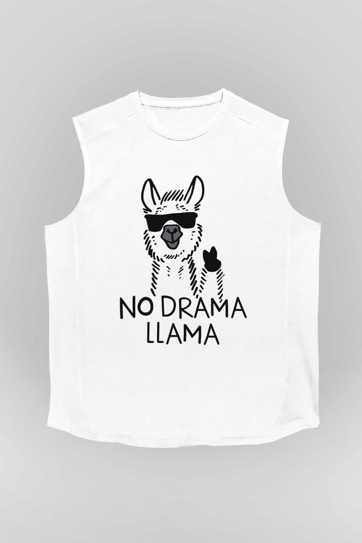 Lama Beyaz Unisex Kolsuz Tişört