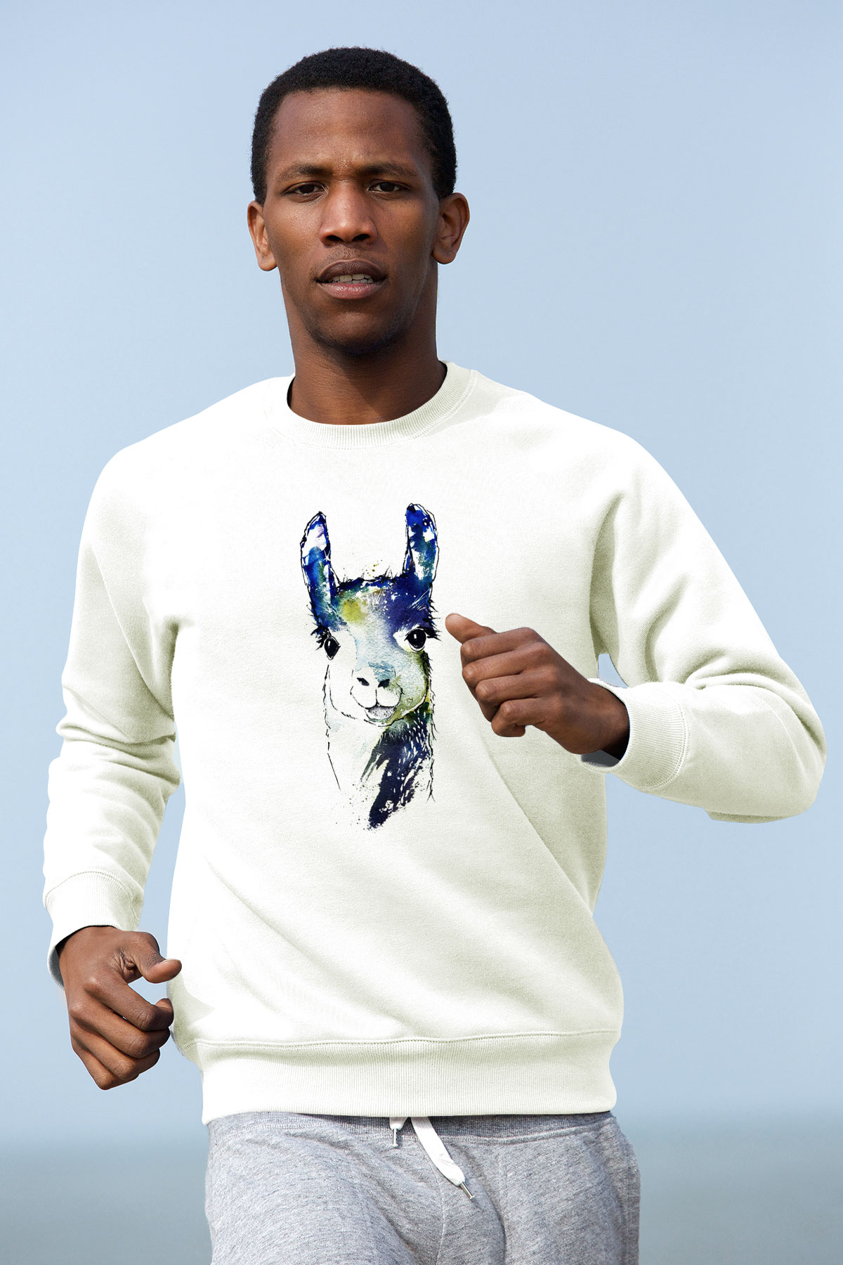 Lama Beyaz Unisex Sweatshirt