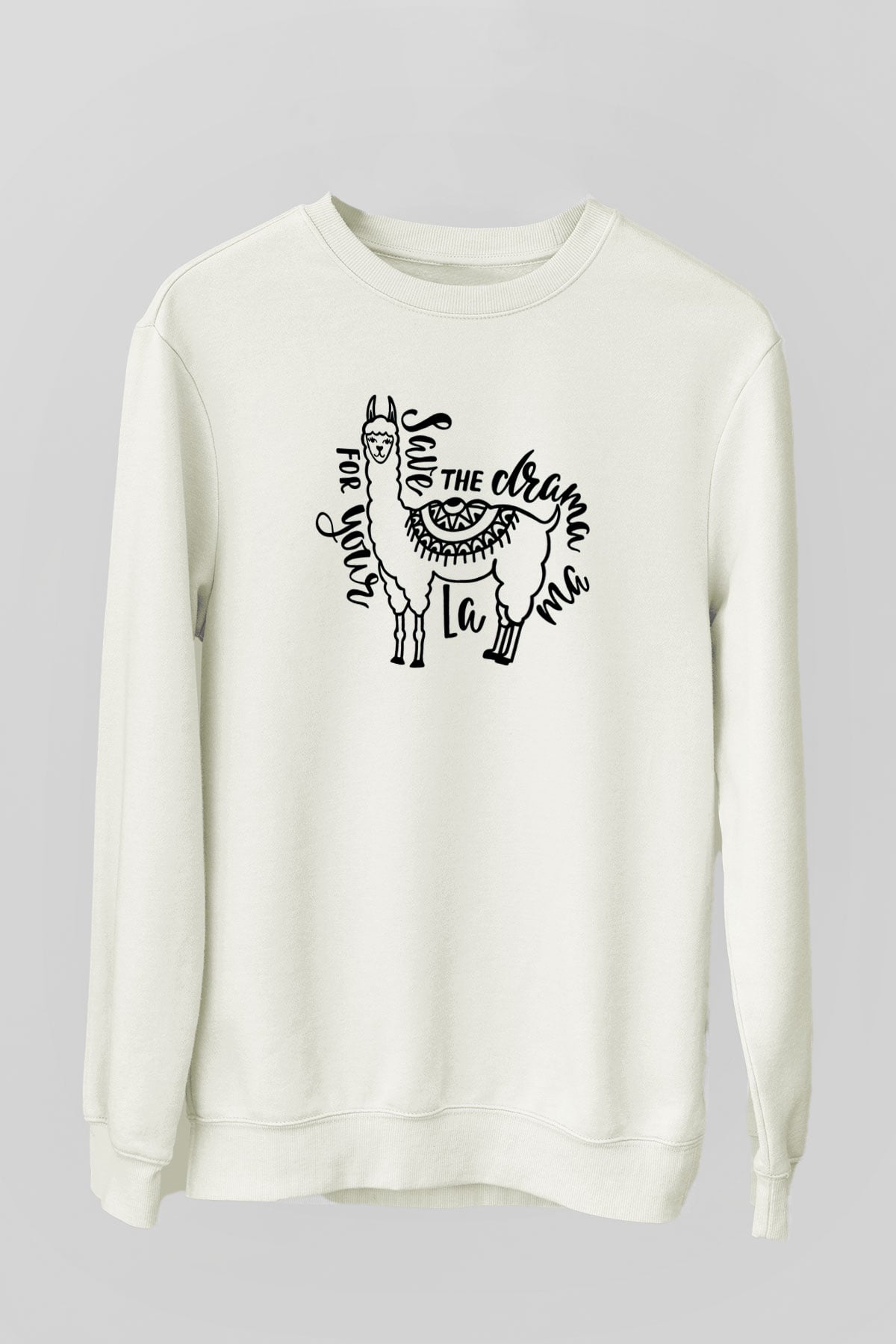 Lama Beyaz Unisex Sweatshirt