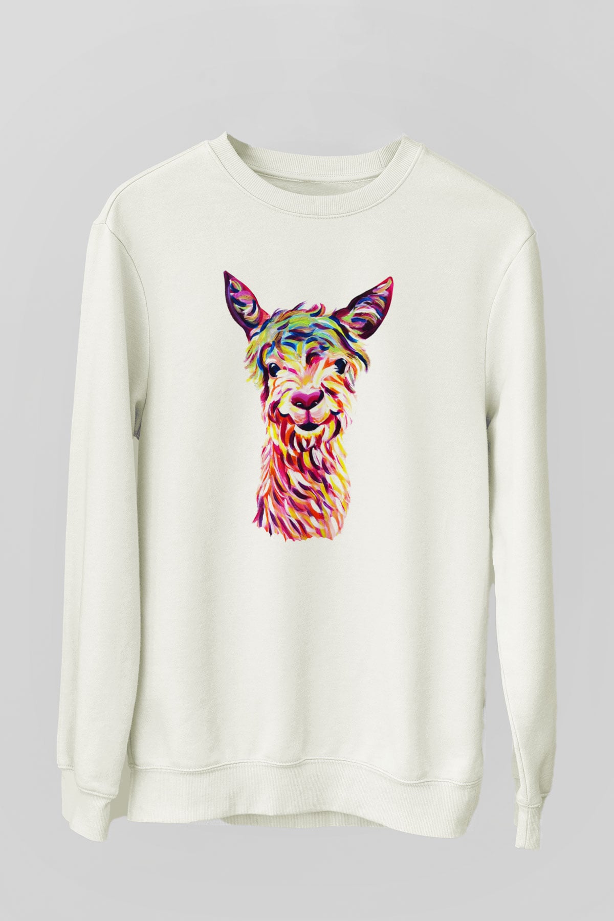 Lama Beyaz Unisex Sweatshirt