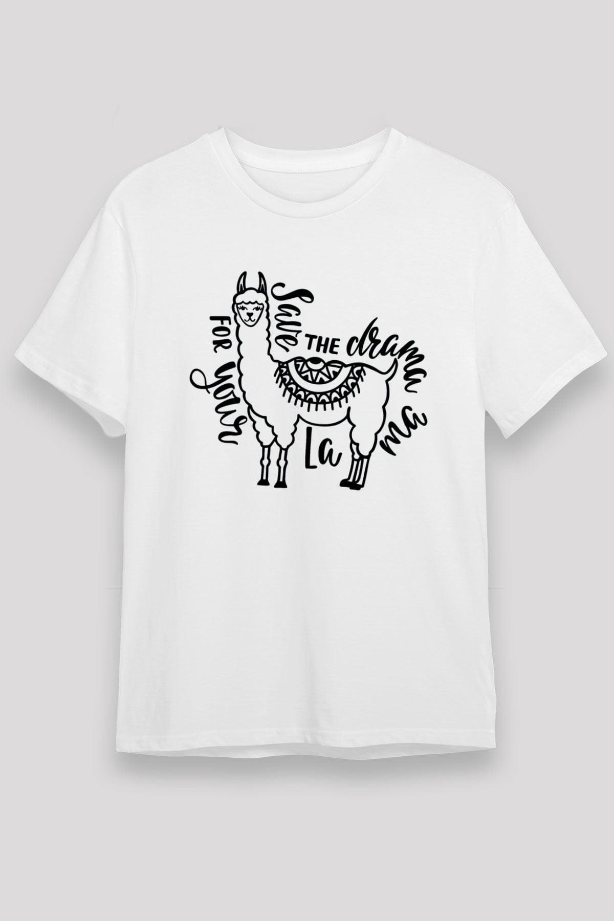 Lama Beyaz Unisex Tişört T-Shirt - TişörtFabrikası