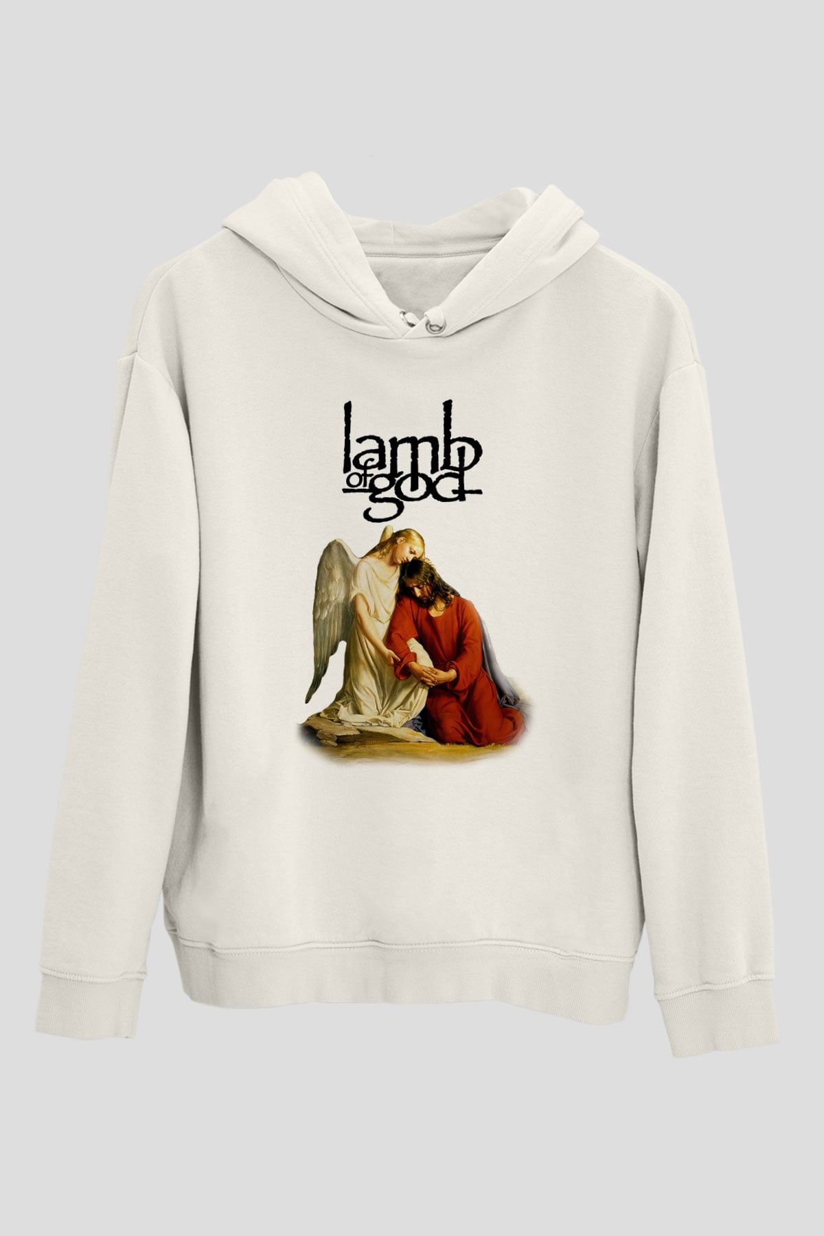 Lamb of God Beyaz Unisex Kapşonlu Sweatshirt