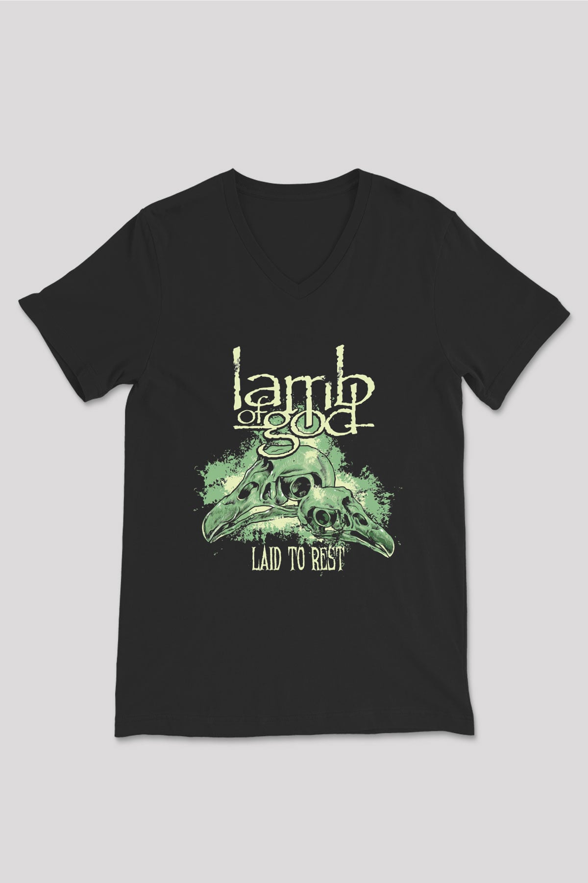 Lamb of God Siyah Unisex V Yaka Tişört T-Shirt