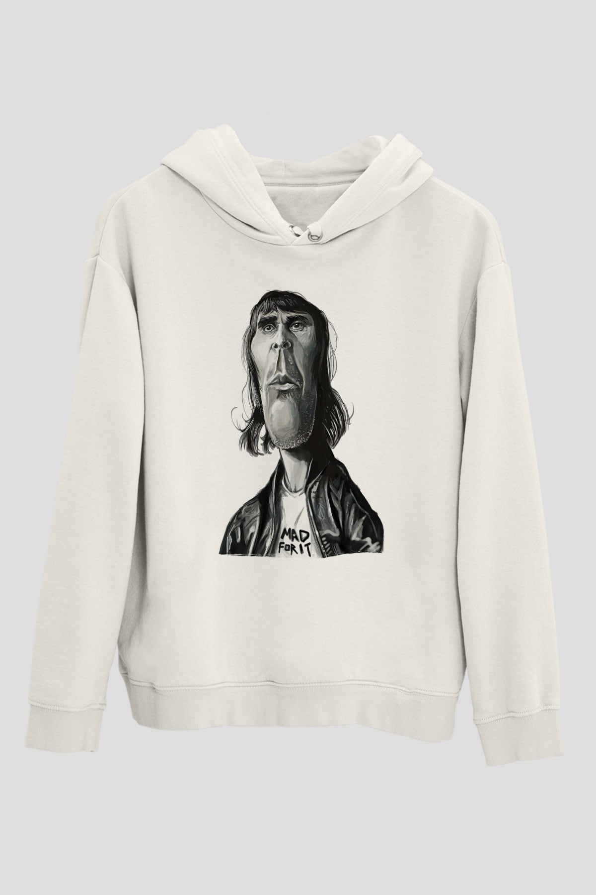 Lan Brown Baskılı Beyaz Unisex Kapüşonlu Sweatshirt
