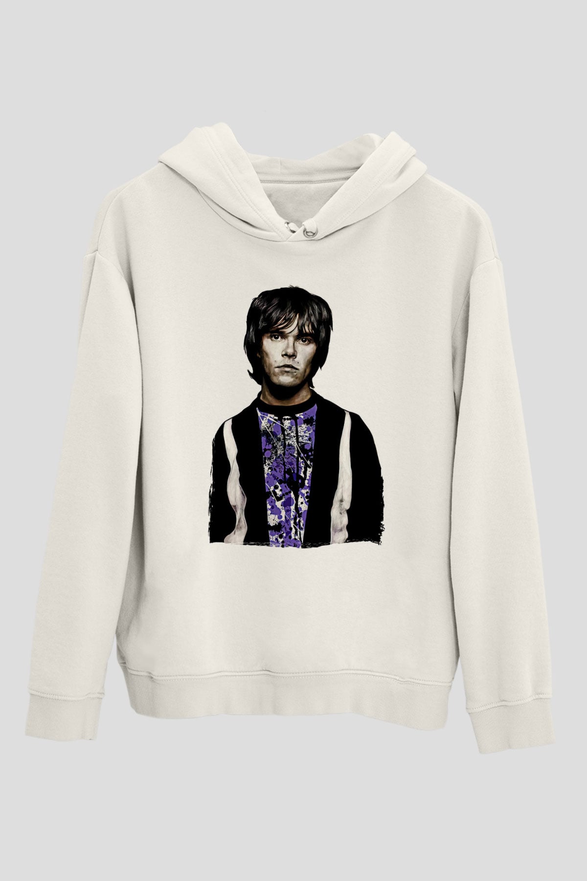 Lan Brown Baskılı Beyaz Unisex Kapüşonlu Sweatshirt