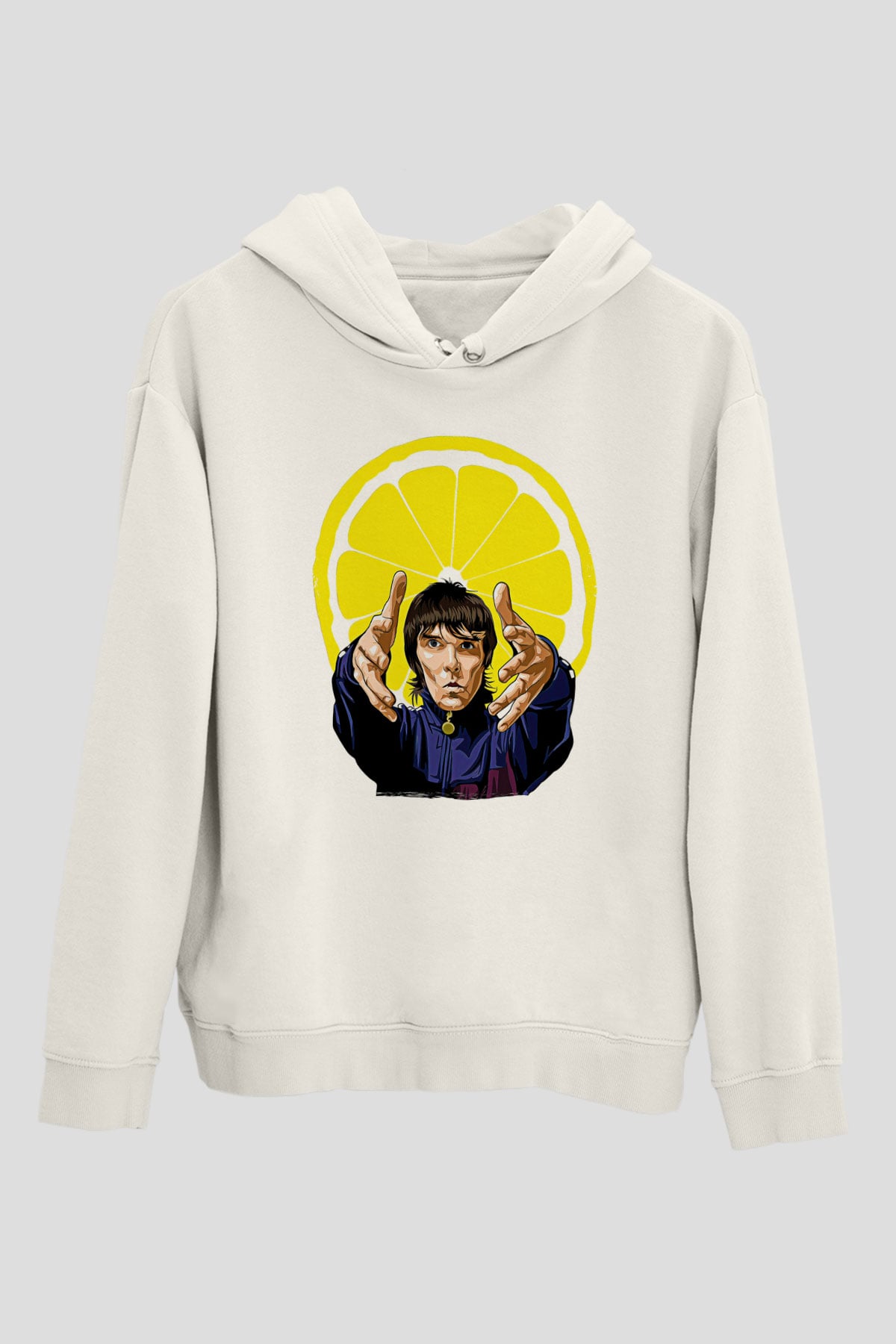 Lan Brown Baskılı Beyaz Unisex Kapüşonlu Sweatshirt