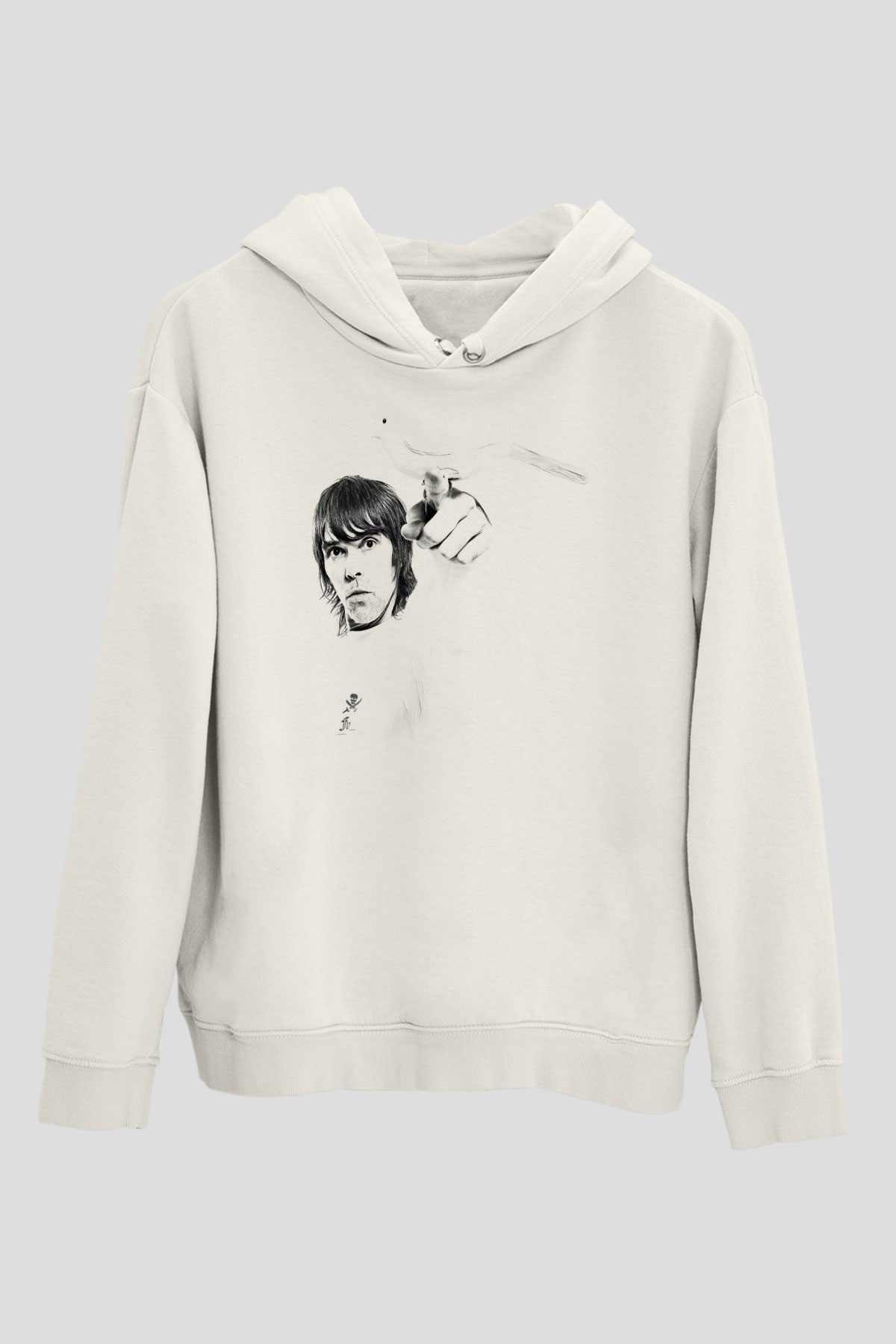 Lan Brown Baskılı Beyaz Unisex Kapüşonlu Sweatshirt