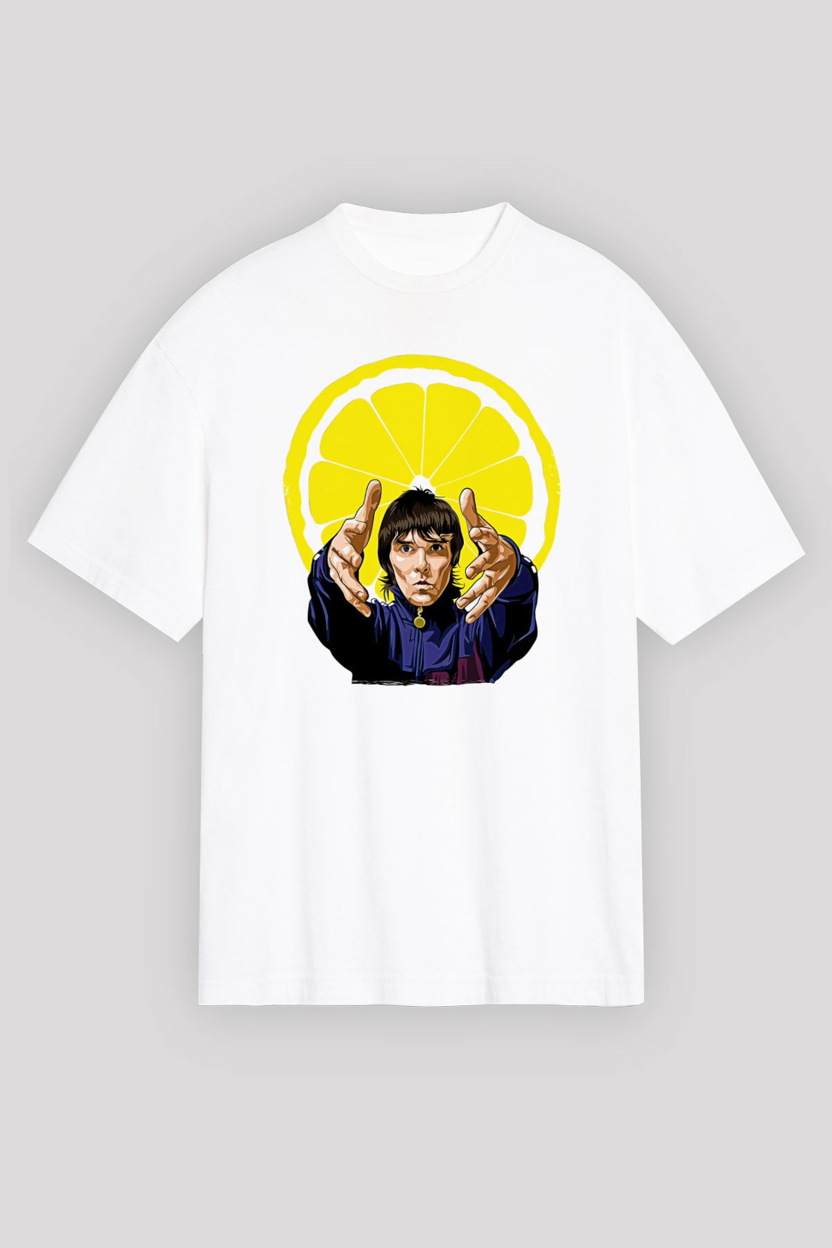 Lan Brown Baskılı Beyaz Unisex Oversize Tişört - Tshirt