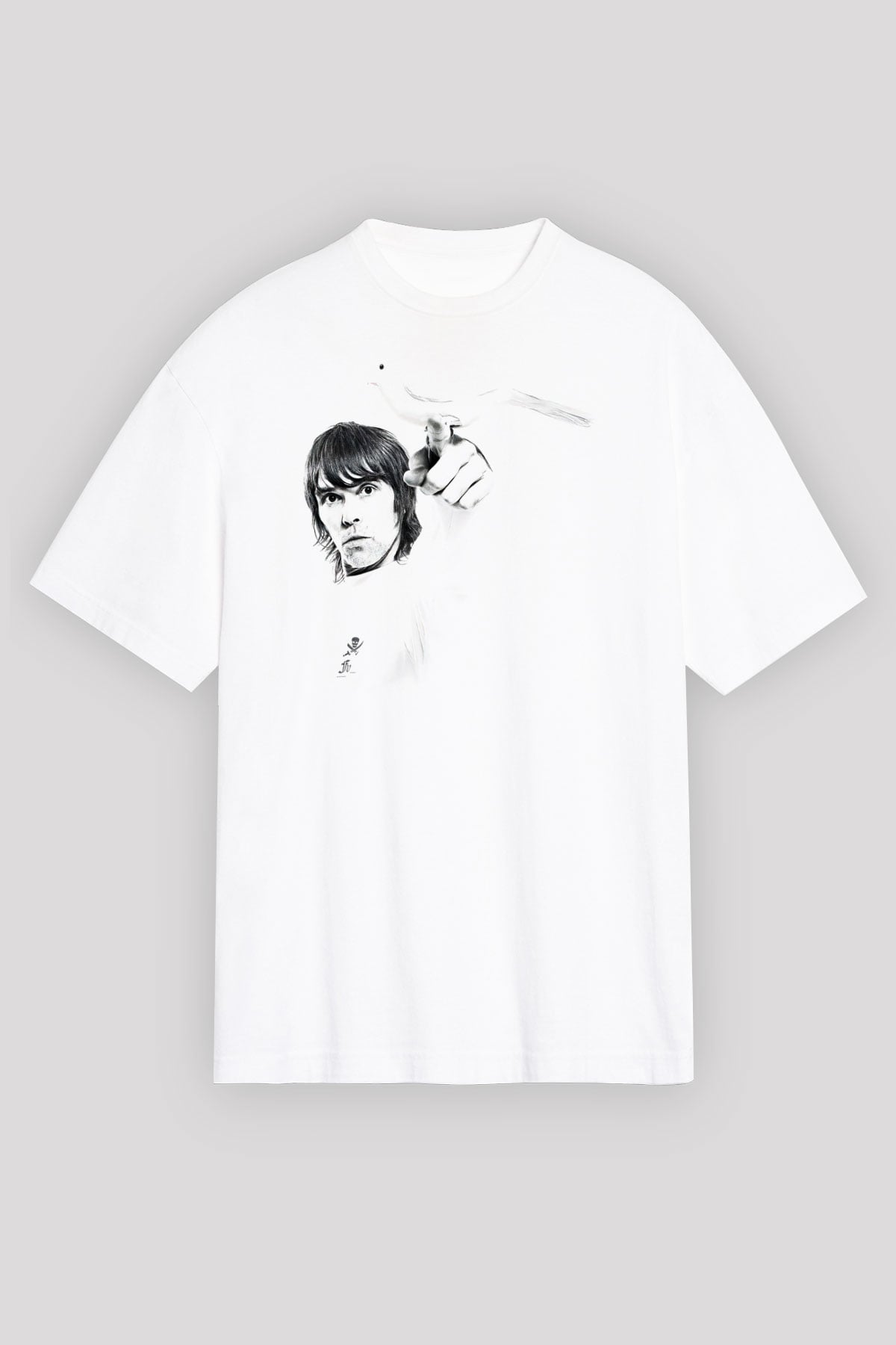 Lan Brown Baskılı Beyaz Unisex Oversize Tişört - Tshirt