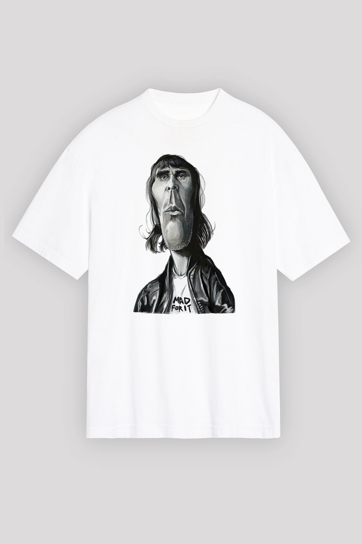 Lan Brown Baskılı Beyaz Unisex Oversize Tişört - Tshirt