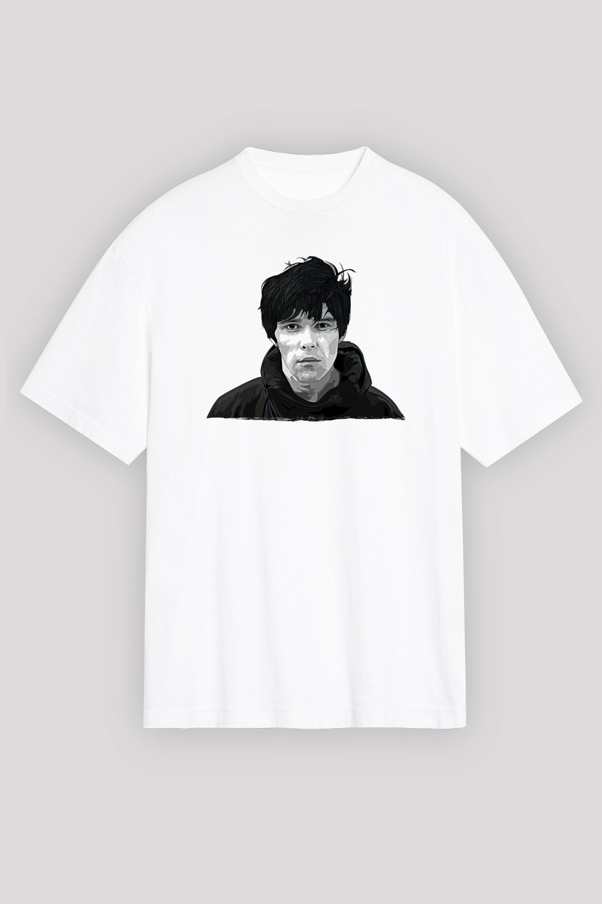 Lan Brown Baskılı Beyaz Unisex Oversize Tişört - Tshirt