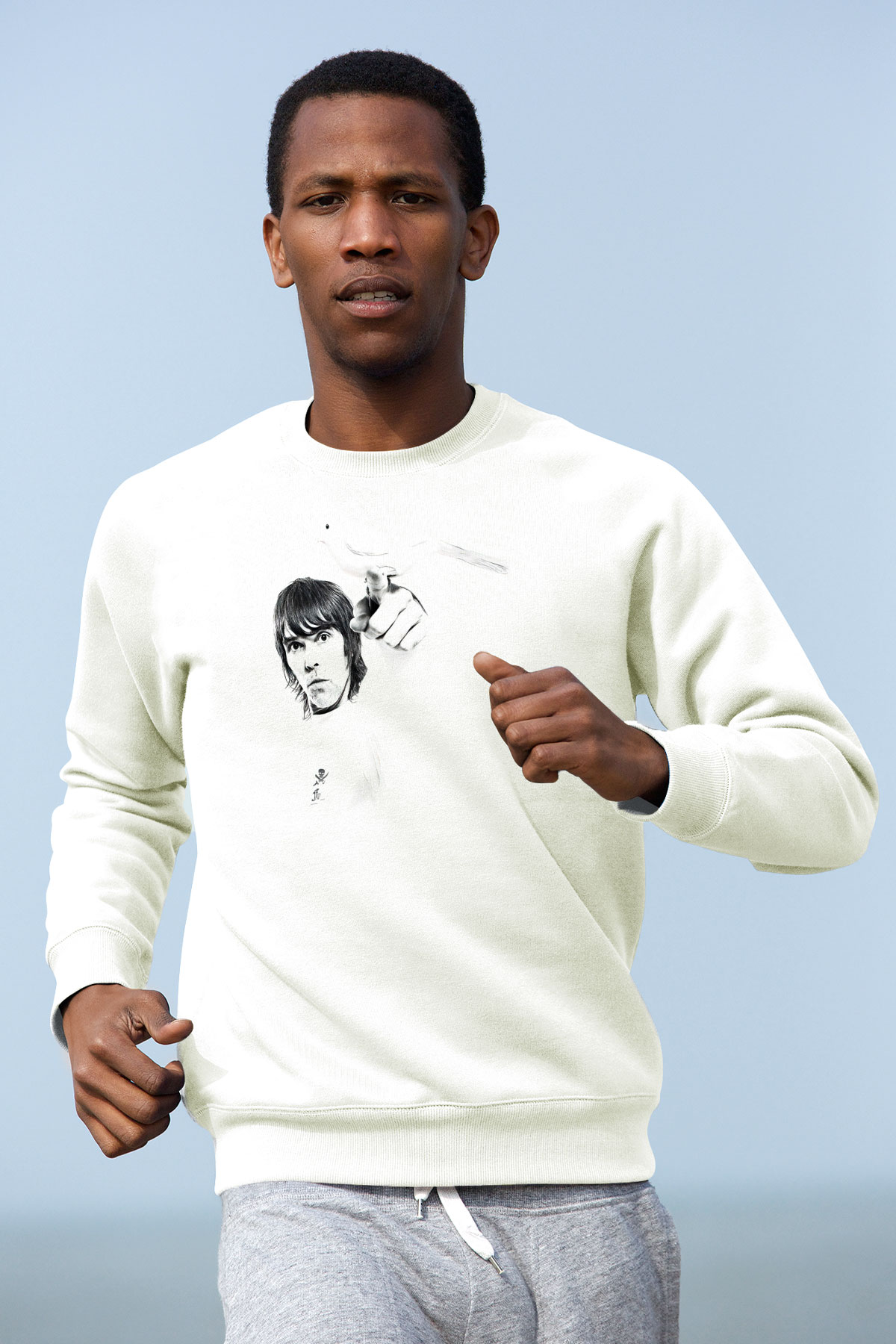 Lan Brown Baskılı Beyaz Unisex Sweatshirt