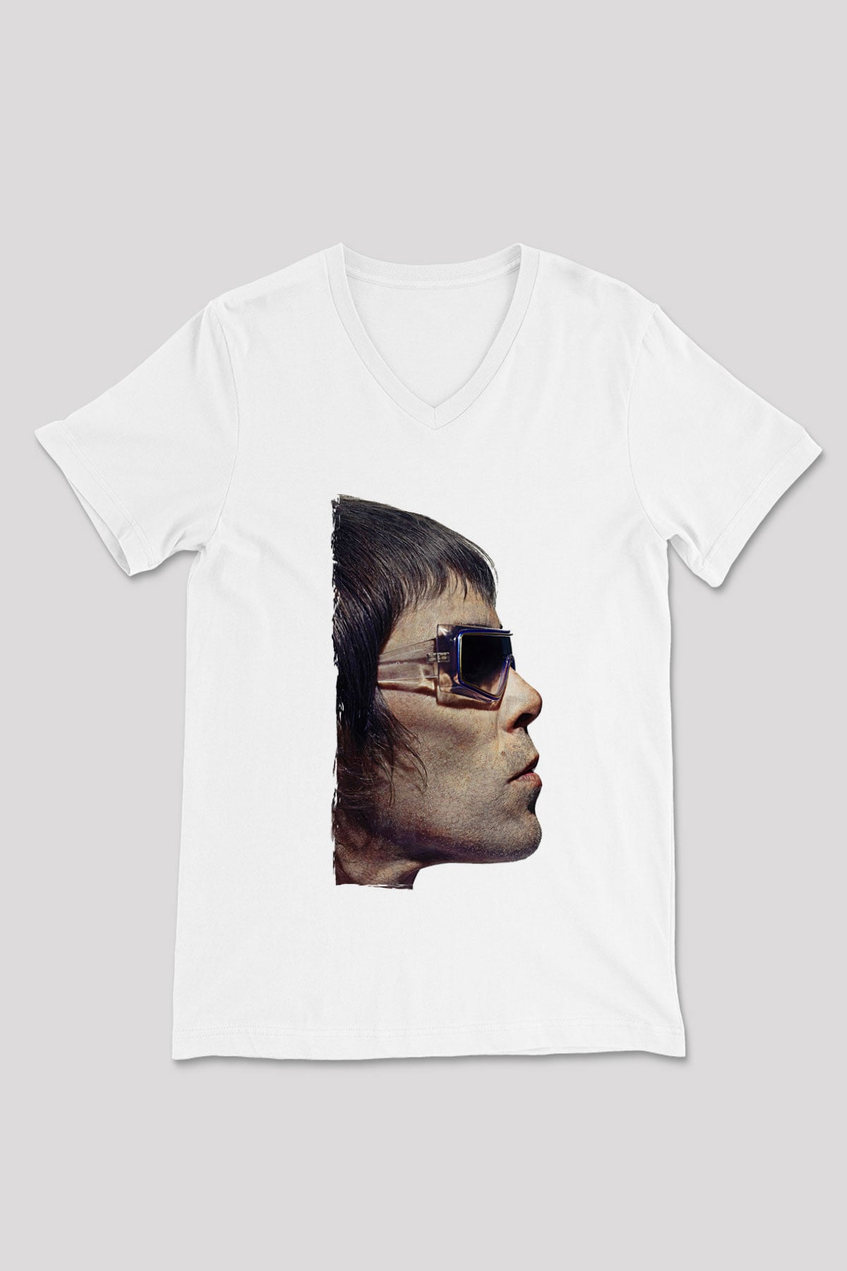 Lan Brown Baskılı Beyaz Unisex V Yaka Tişört - Tshirt