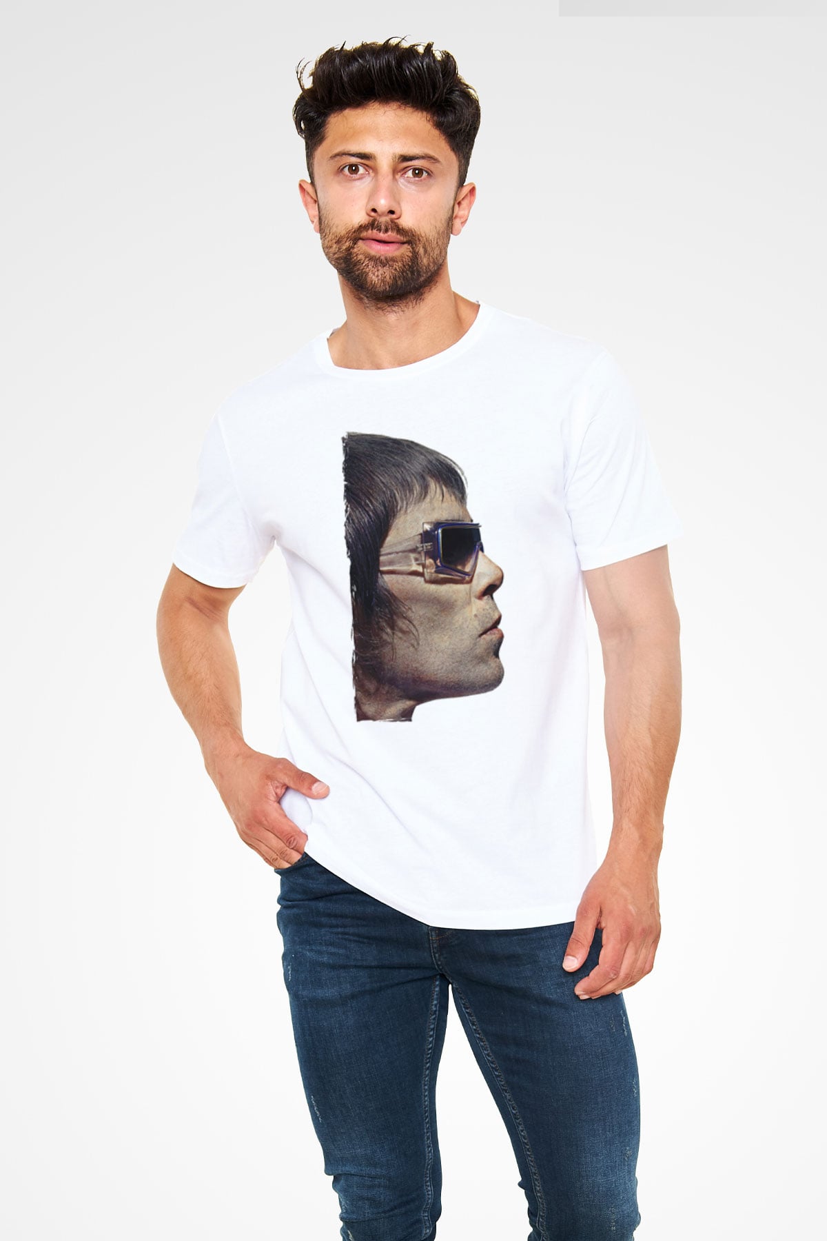 Lan Brown Baskılı Unisex Beyaz Tişört - Tshirt