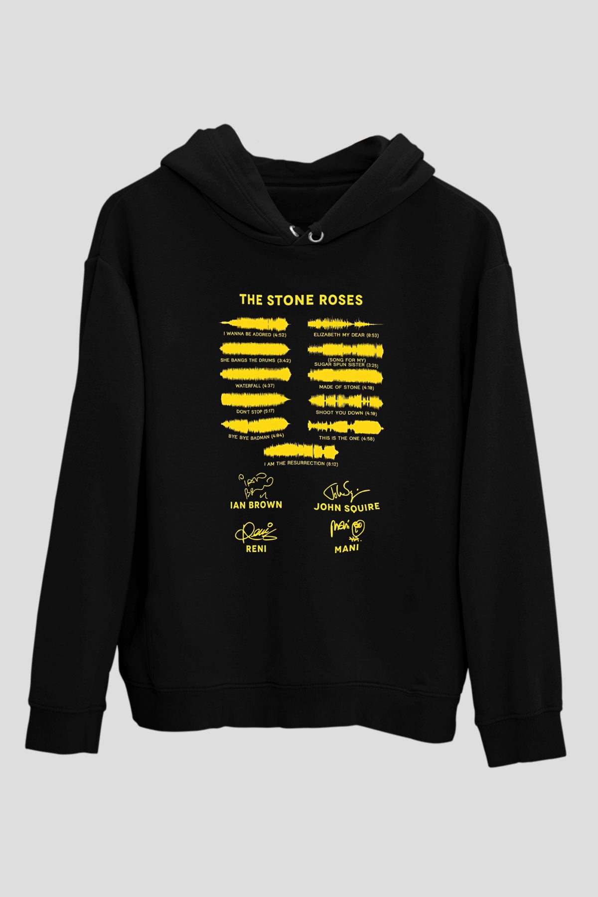 Lan Brown Baskılı Unisex Siyah Kapüşonlu Sweatshirt