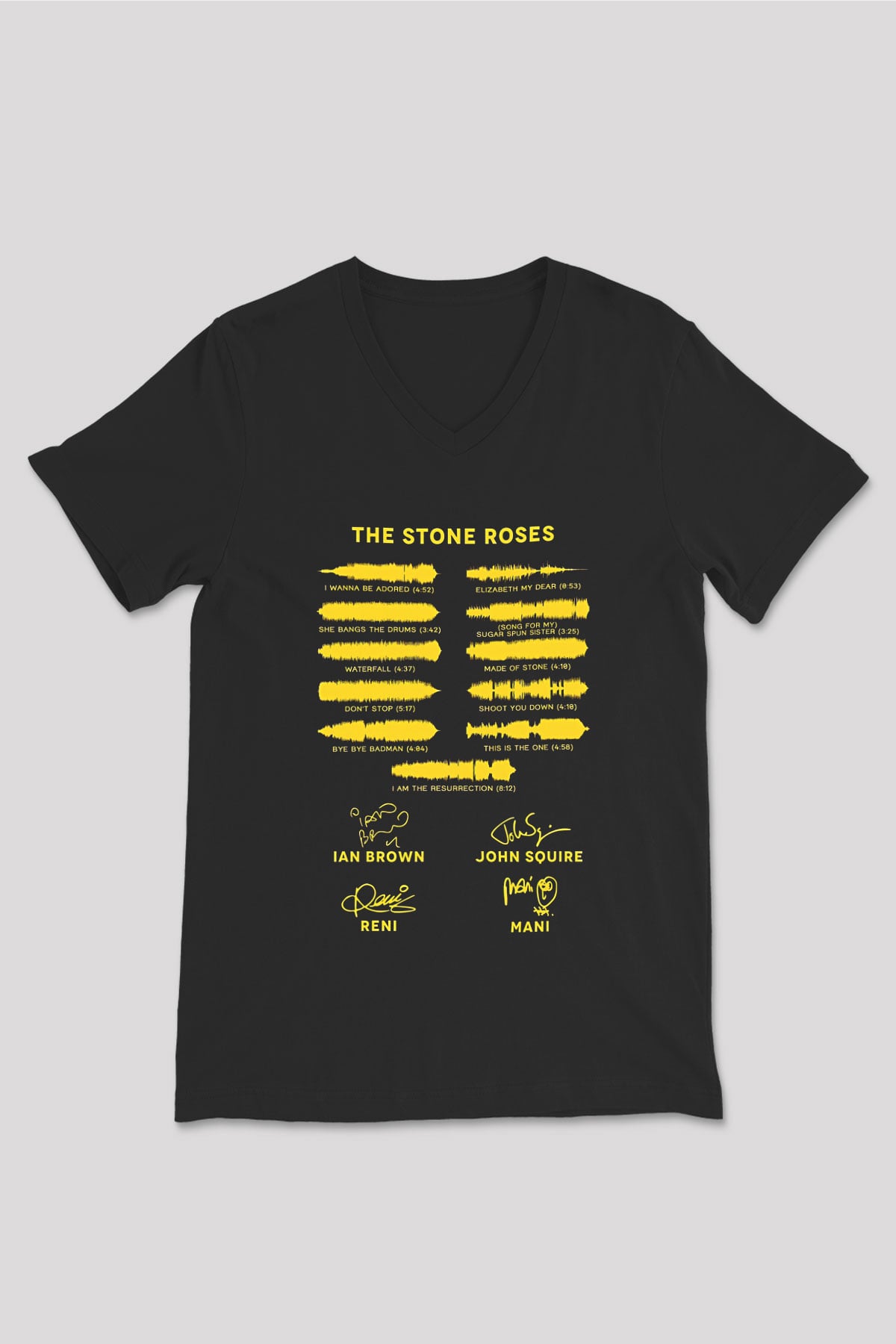 Lan Brown Baskılı Unisex Siyah V Yaka Tişört - Tshirt
