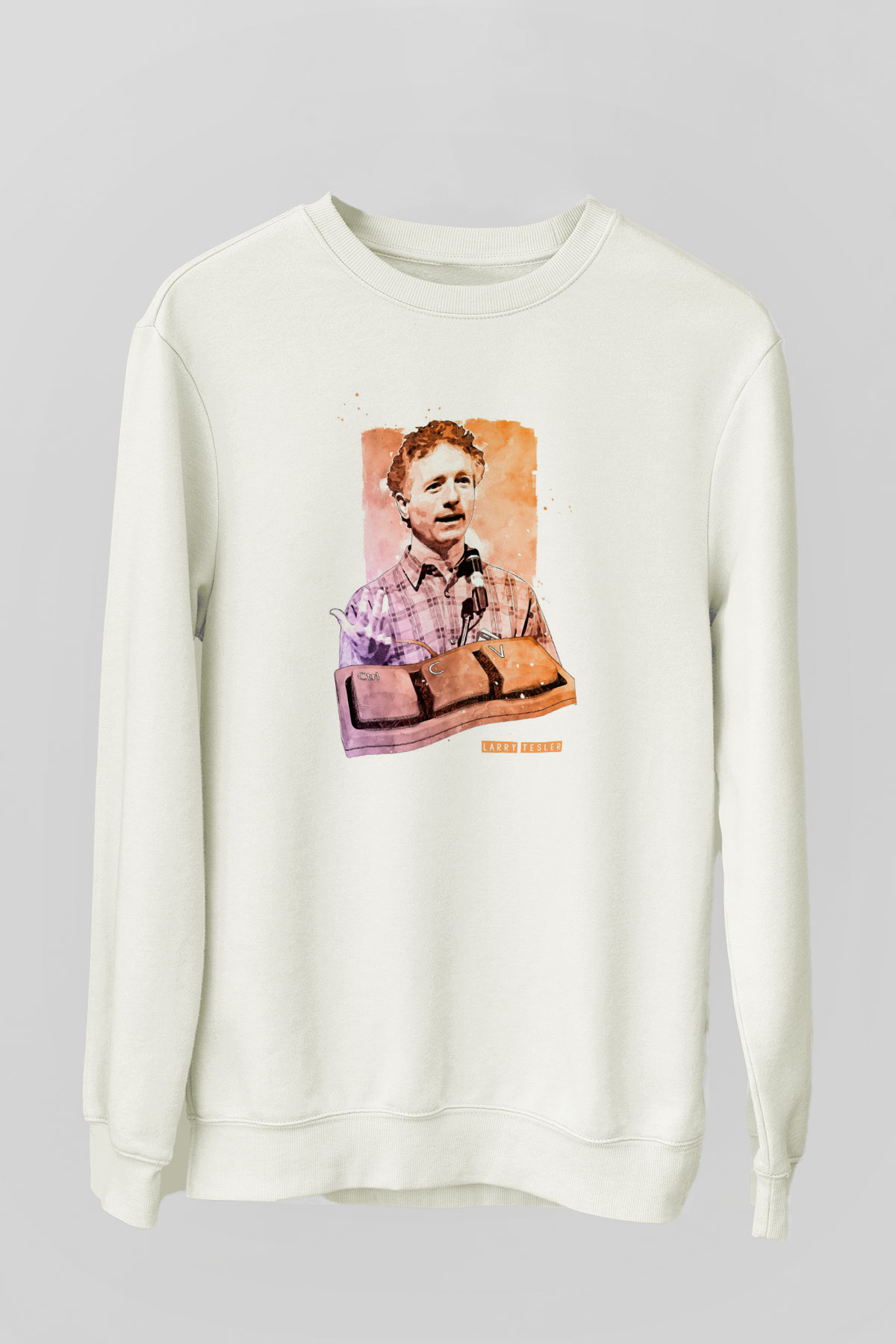 Larry Tesler Baskılı Unisex Ekru Sweatshirt