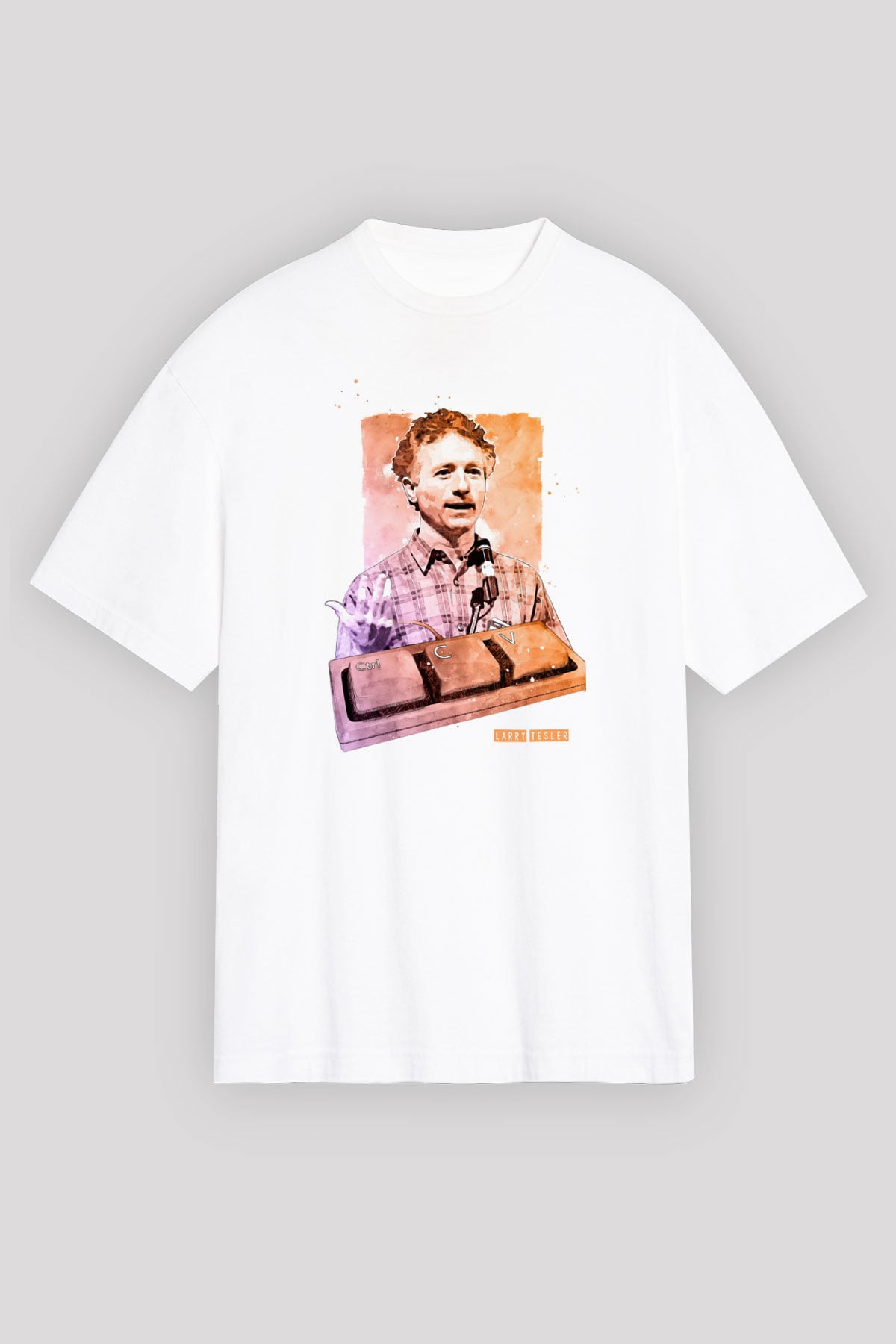 Larry Tesler Baskılı Unisex Oversize Beyaz Tişört - Tshirt
