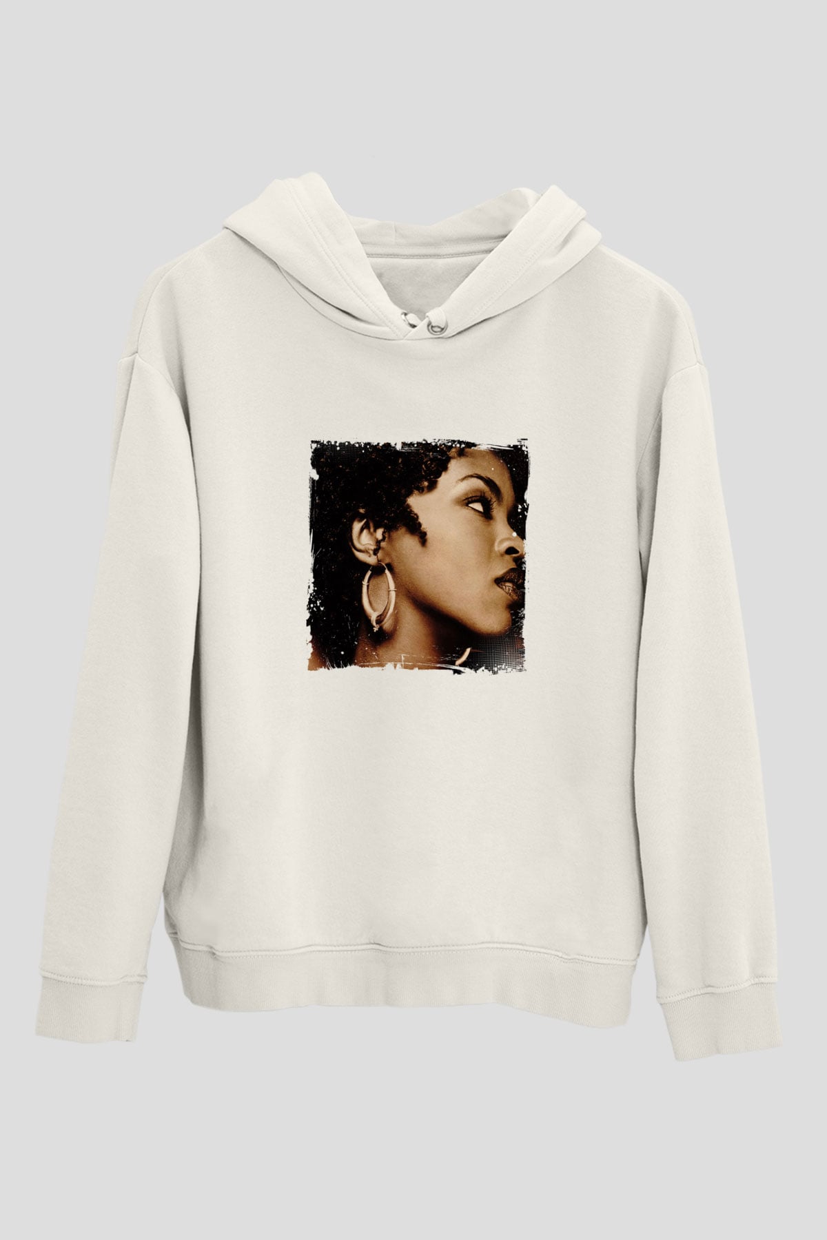 Lauryn Hill Baskılı Unisex Beyaz Kapüşonlu Sweatshirt