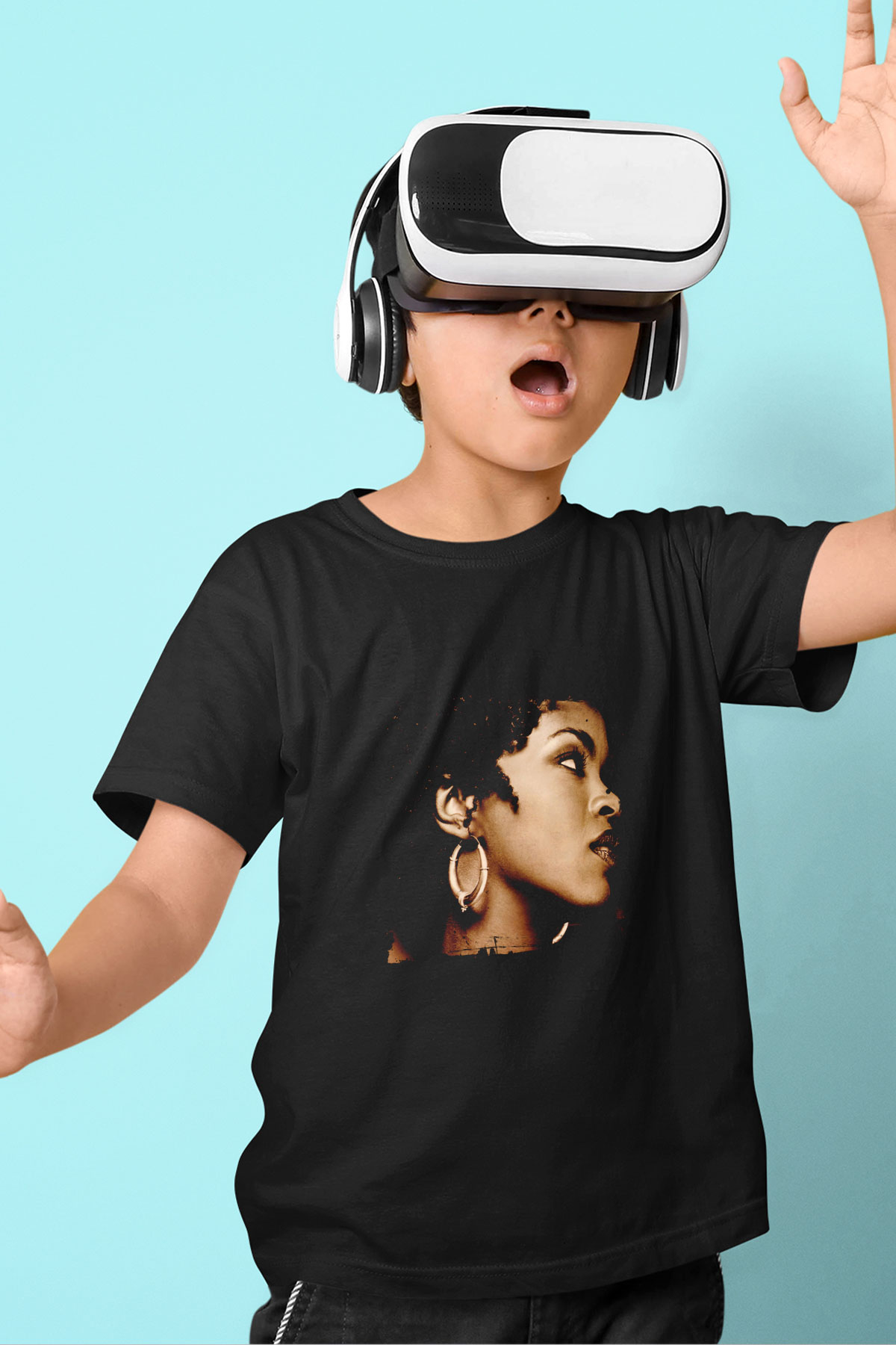Lauryn Hill Baskılı Unisex Siyah Çocuk Tişört