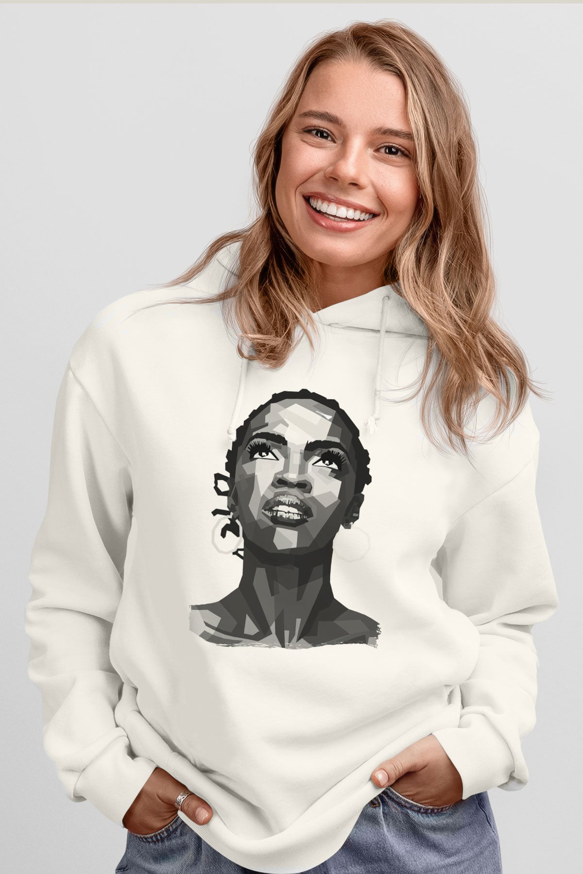 Lauryn Hill Beyaz Unisex Kapüşonlu Sweatshirt