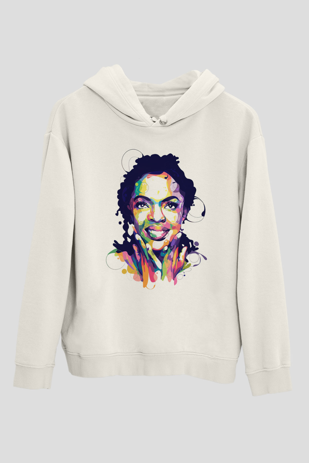 Lauryn Hill Beyaz Unisex Kapüşonlu Sweatshirt
