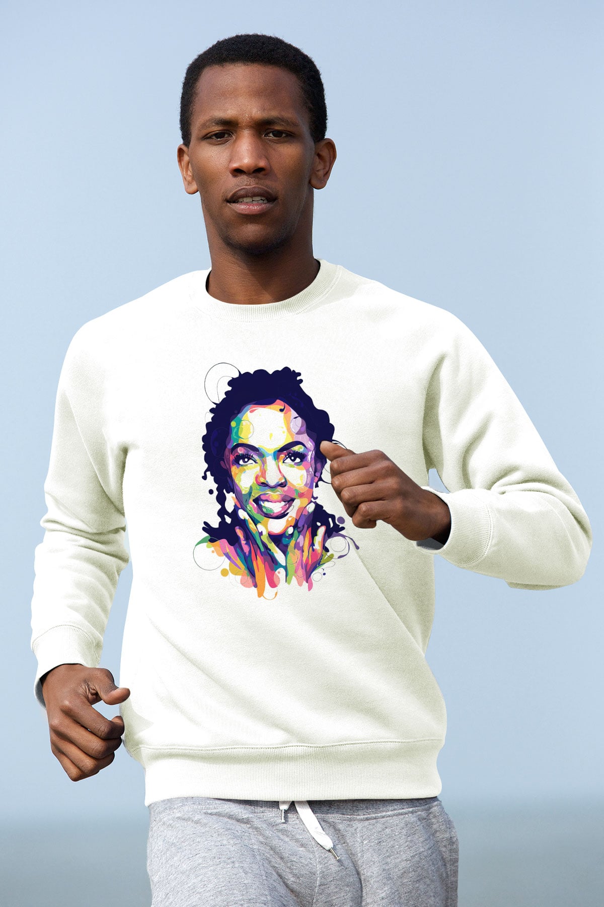 Lauryn Hill Beyaz Unisex Sweatshirt