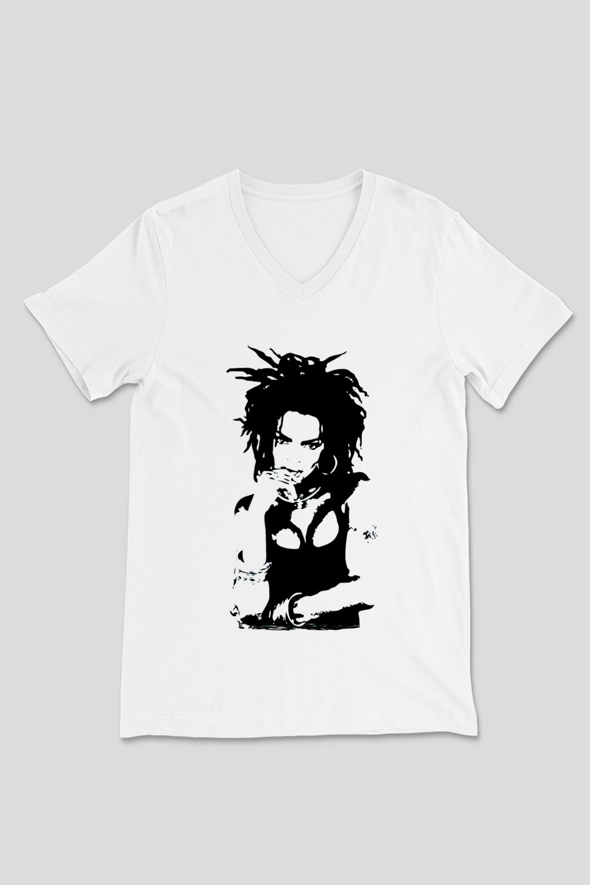 Lauryn Hill Beyaz Unisex V Yaka Tişört