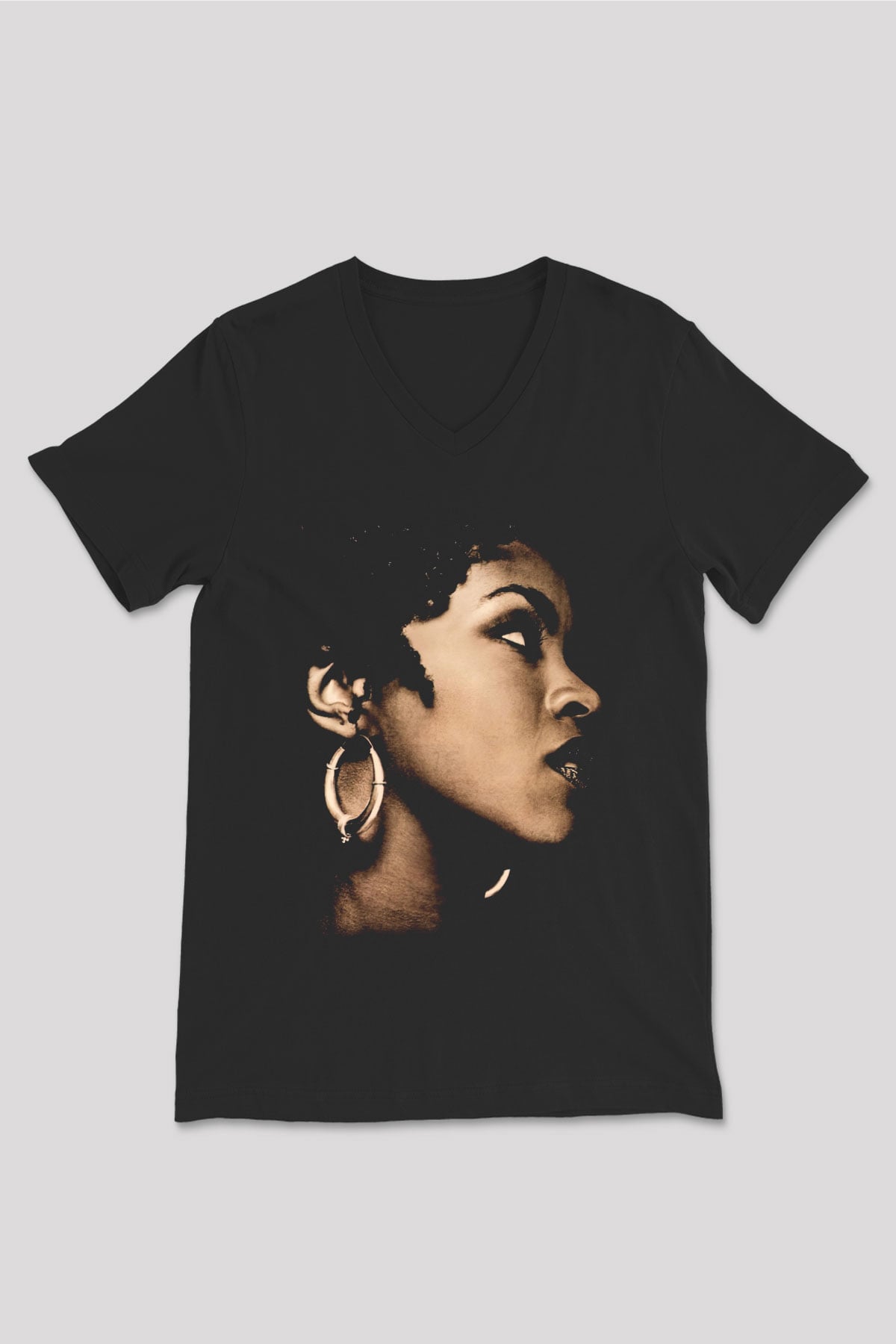 Lauryn Hill Siyah Unisex V Yaka Tişört T-Shirt