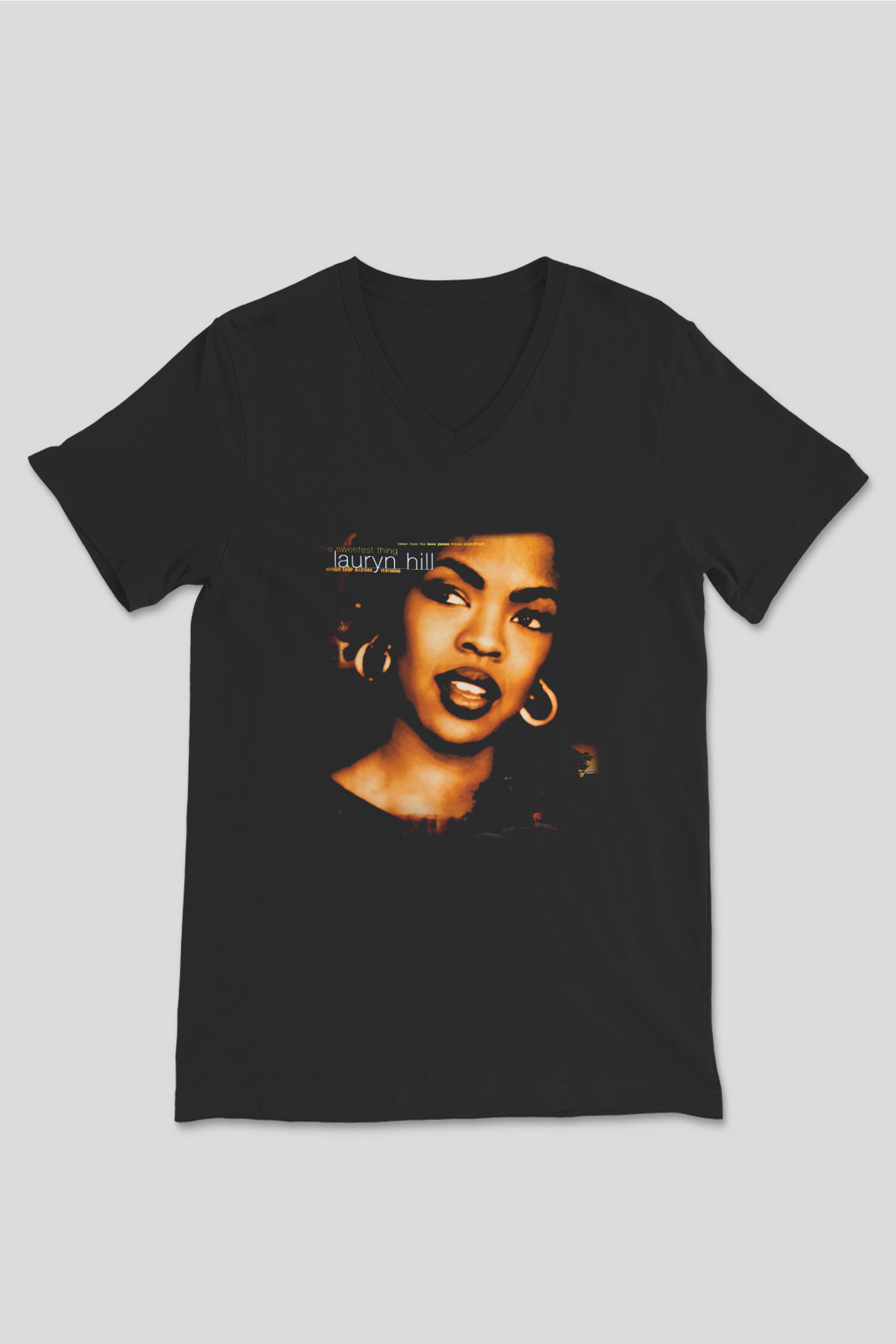Lauryn Hill Siyah Unisex V Yaka Tişört T-Shirt