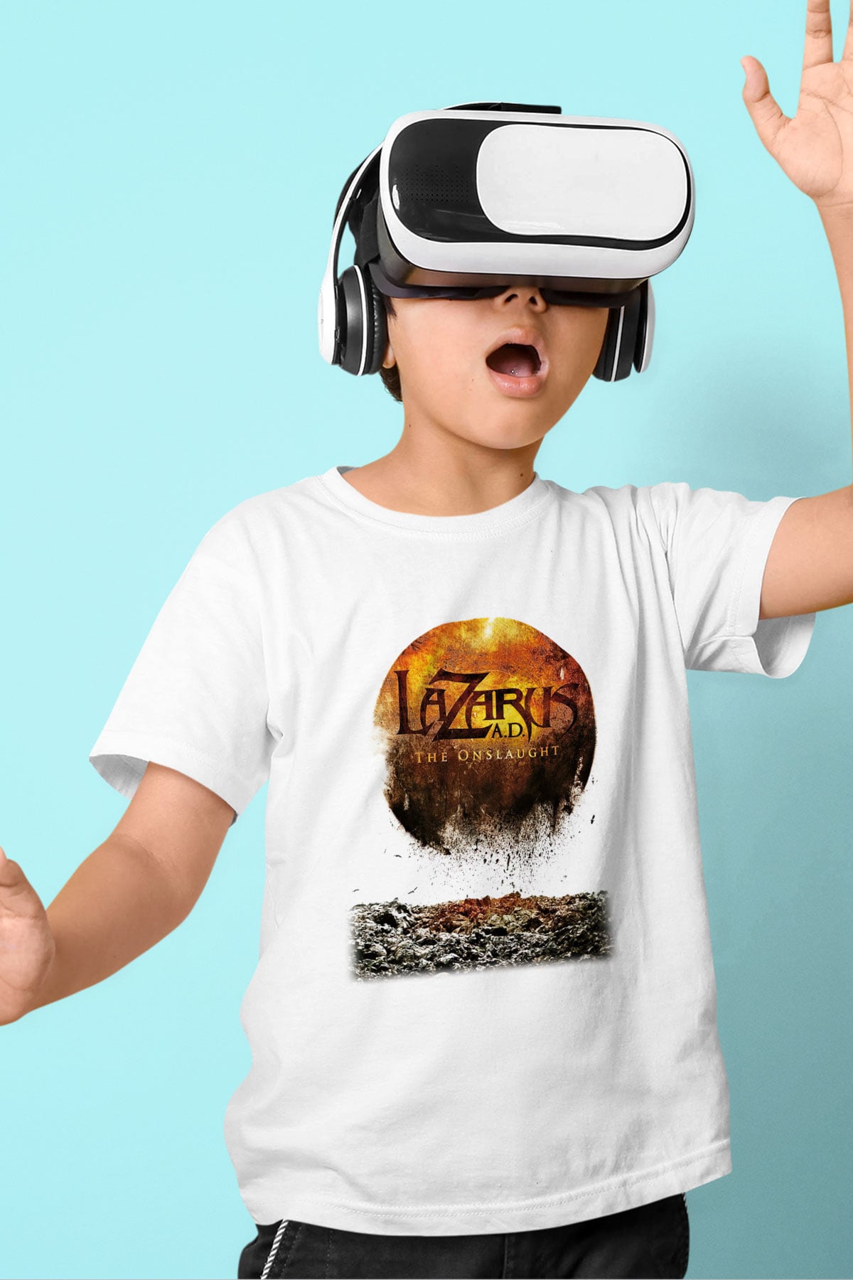 Lazarus A.D. Baskılı Beyaz Unisex Çocuk Tişört