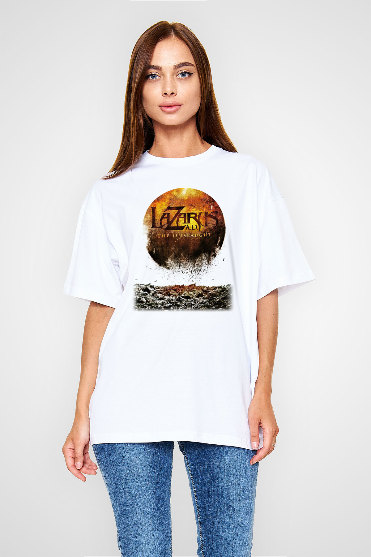 Lazarus A.D. Beyaz Unisex Oversize Tişört T-Shirt