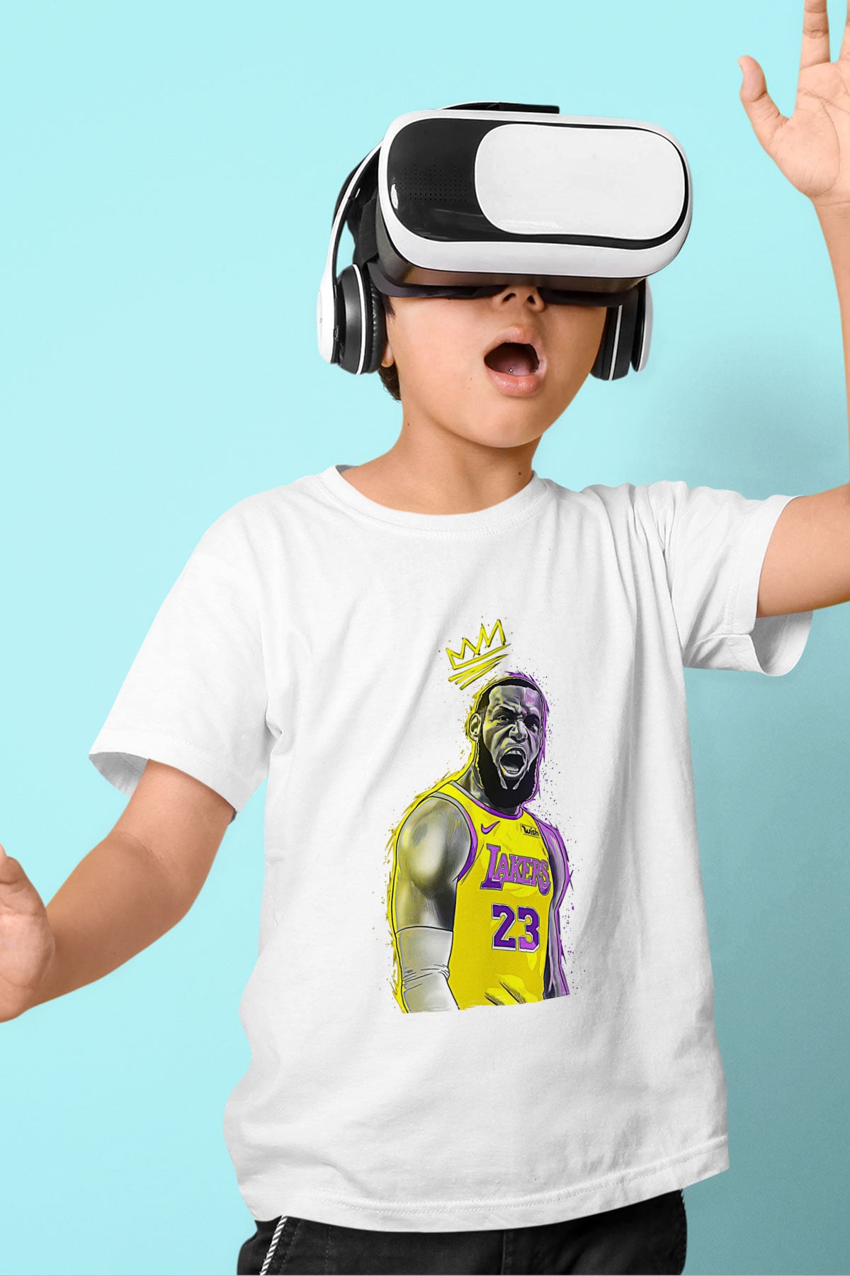 Lebron James Baskılı Beyaz Unisex Beyaz Çocuk Tişört - Tshirt
