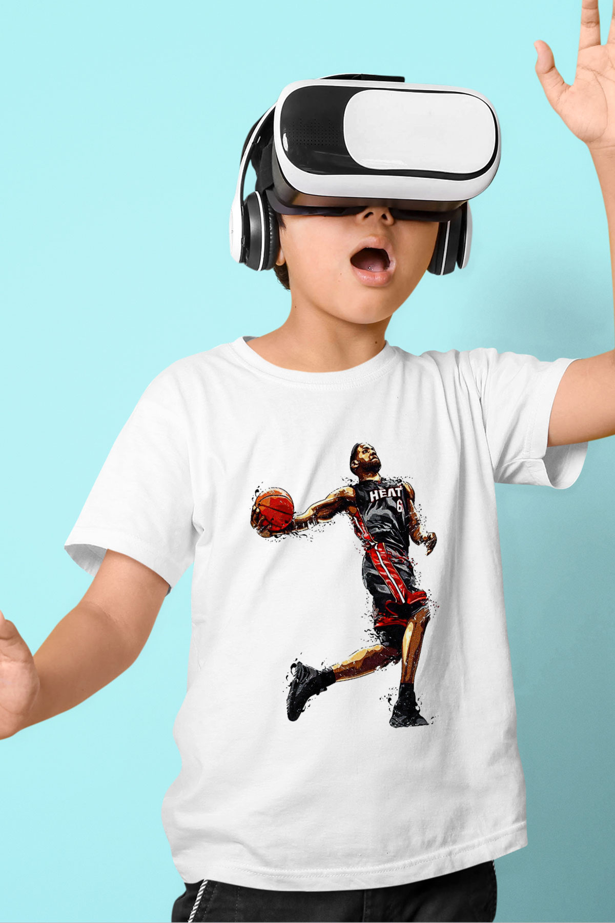 Lebron James Baskılı Beyaz Unisex Beyaz Çocuk Tişört - Tshirt