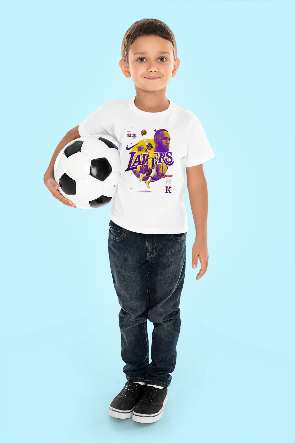 Lebron James Baskılı Beyaz Unisex Beyaz Çocuk Tişört - Tshirt