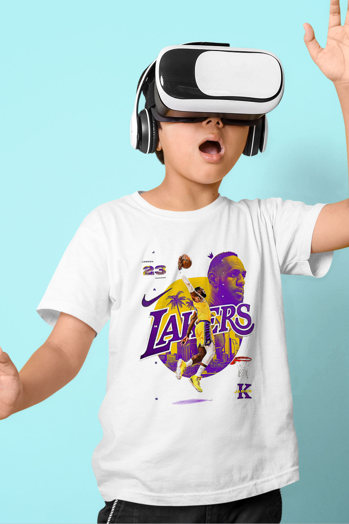 Lebron James Baskılı Beyaz Unisex Beyaz Çocuk Tişört - Tshirt