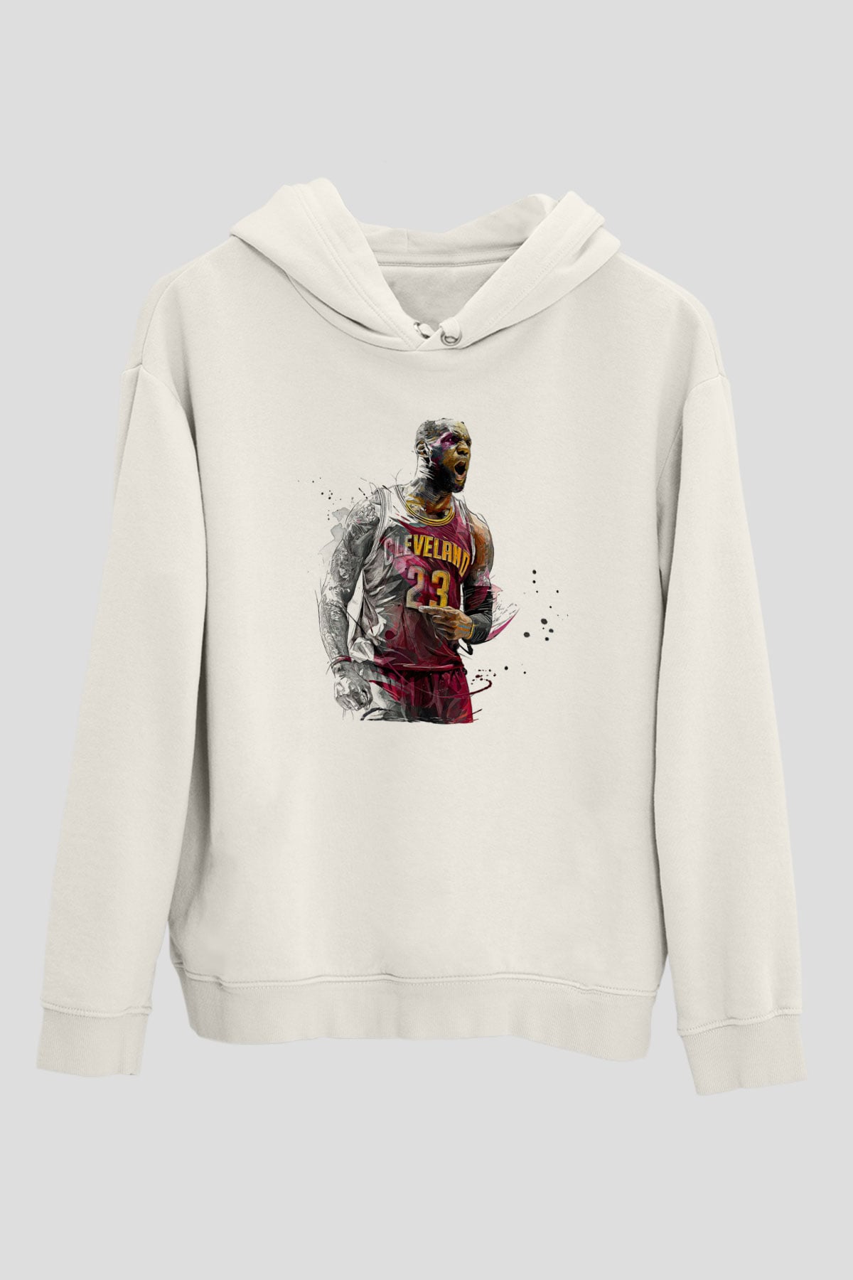 Lebron James Baskılı Beyaz Unisex Kapüşonlu Sweatshirt