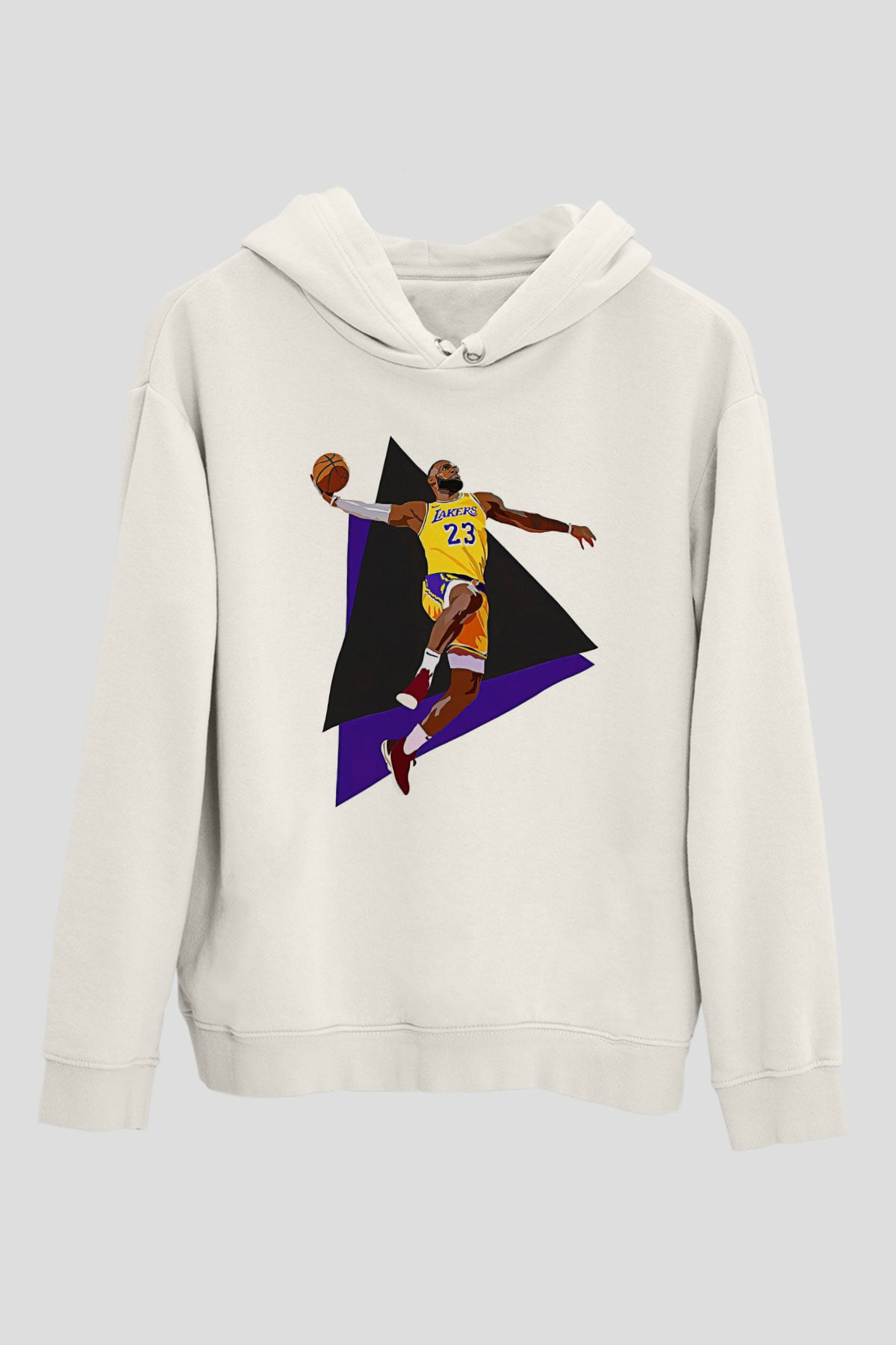 Lebron James Baskılı Beyaz Unisex Kapüşonlu Sweatshirt