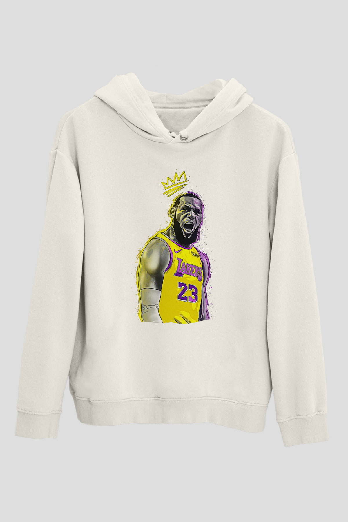Lebron James Baskılı Beyaz Unisex Kapüşonlu Sweatshirt