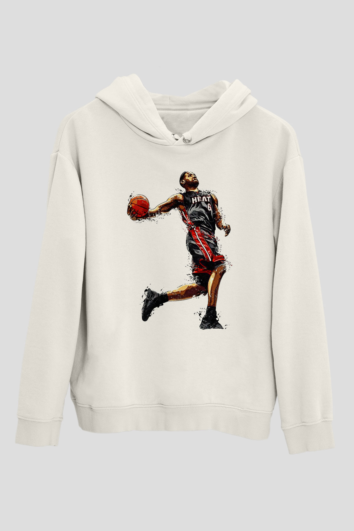 Lebron James Baskılı Beyaz Unisex Kapüşonlu Sweatshirt