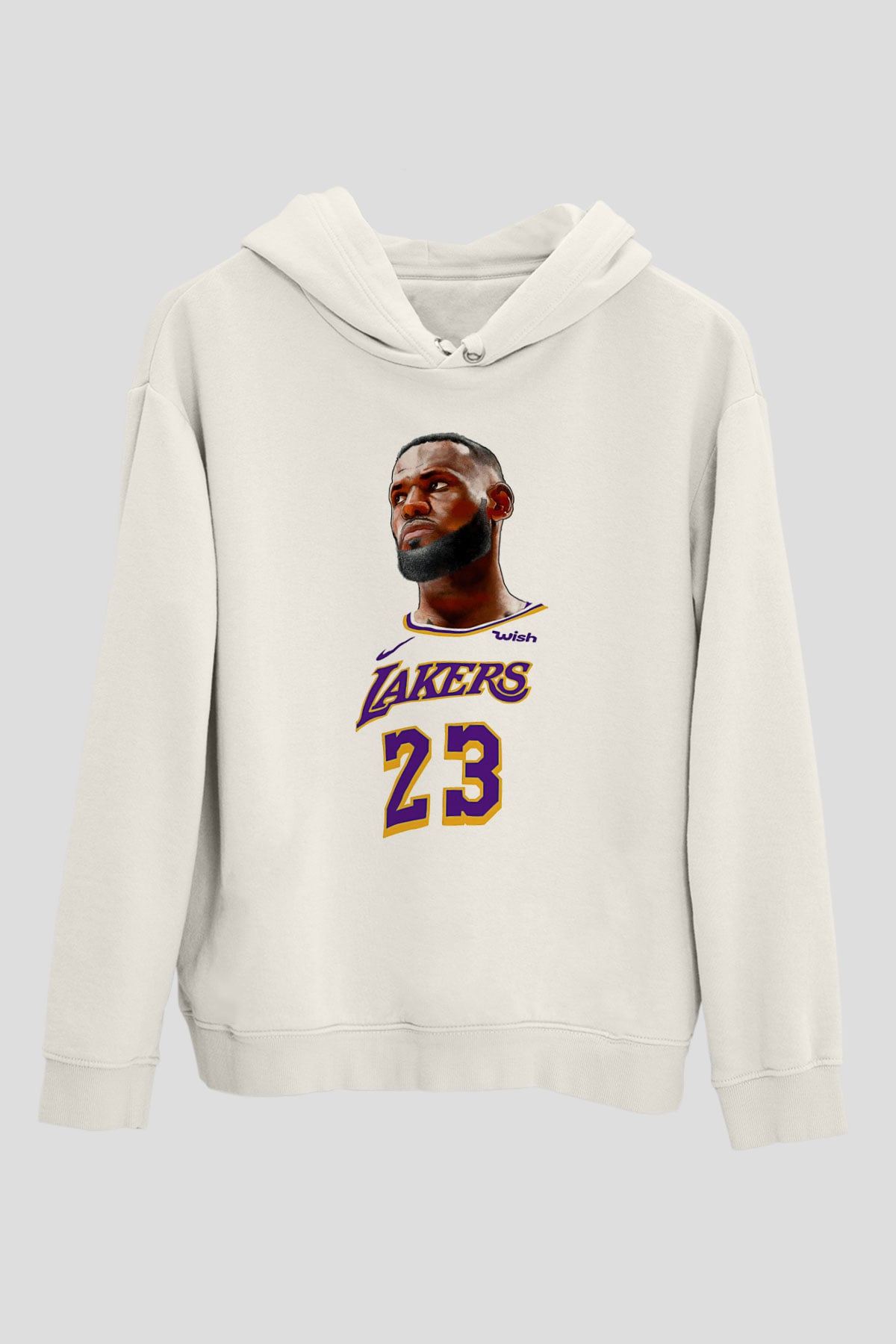 Lebron James Baskılı Beyaz Unisex Kapüşonlu Sweatshirt